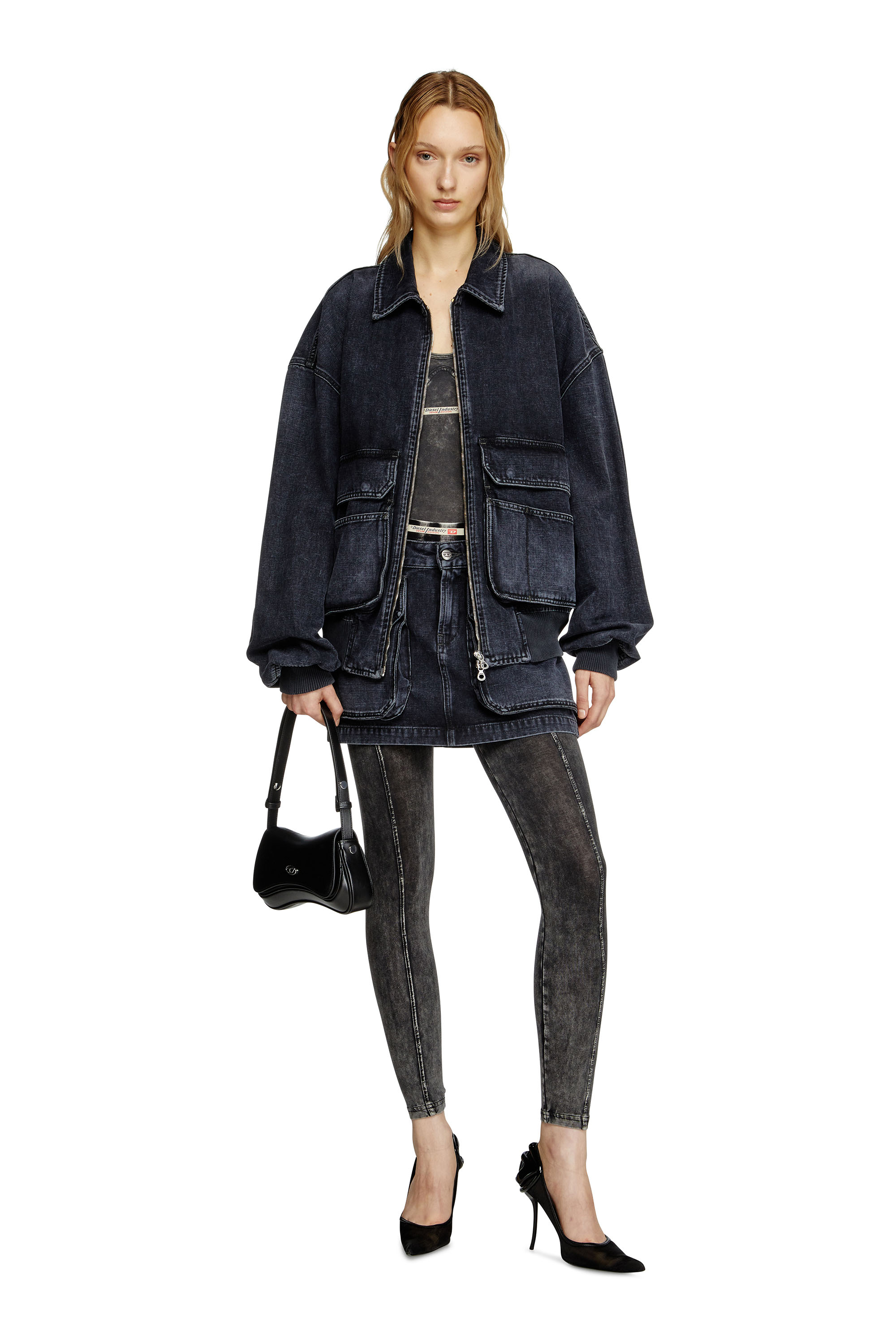 Diesel - DE-TON, Female's Mini skirt in batavia-weave denim in ブラック - 3