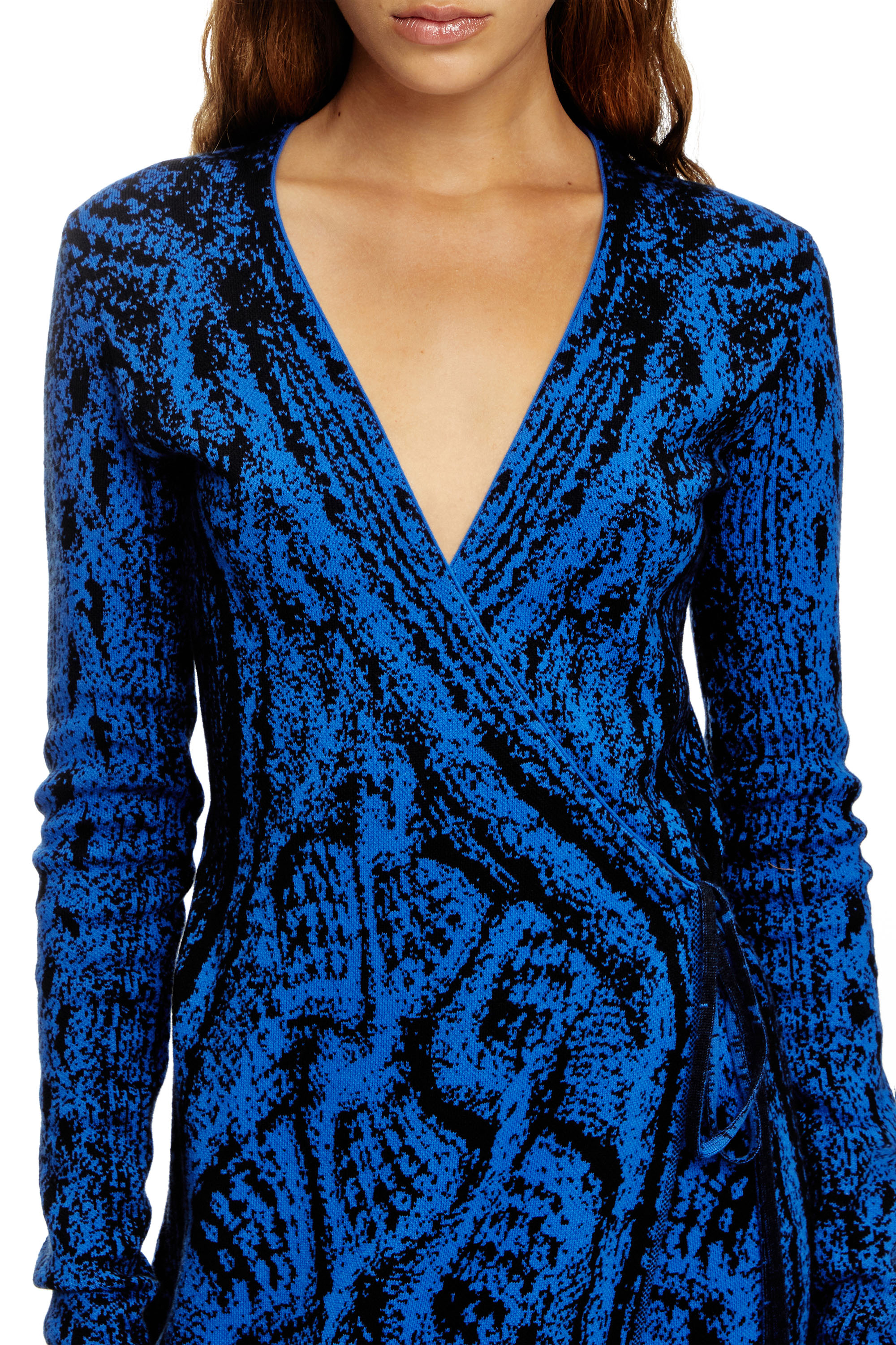 Diesel - M-SOFOCLE-A, Female's Jacquard wrap dress in ブルー - 4