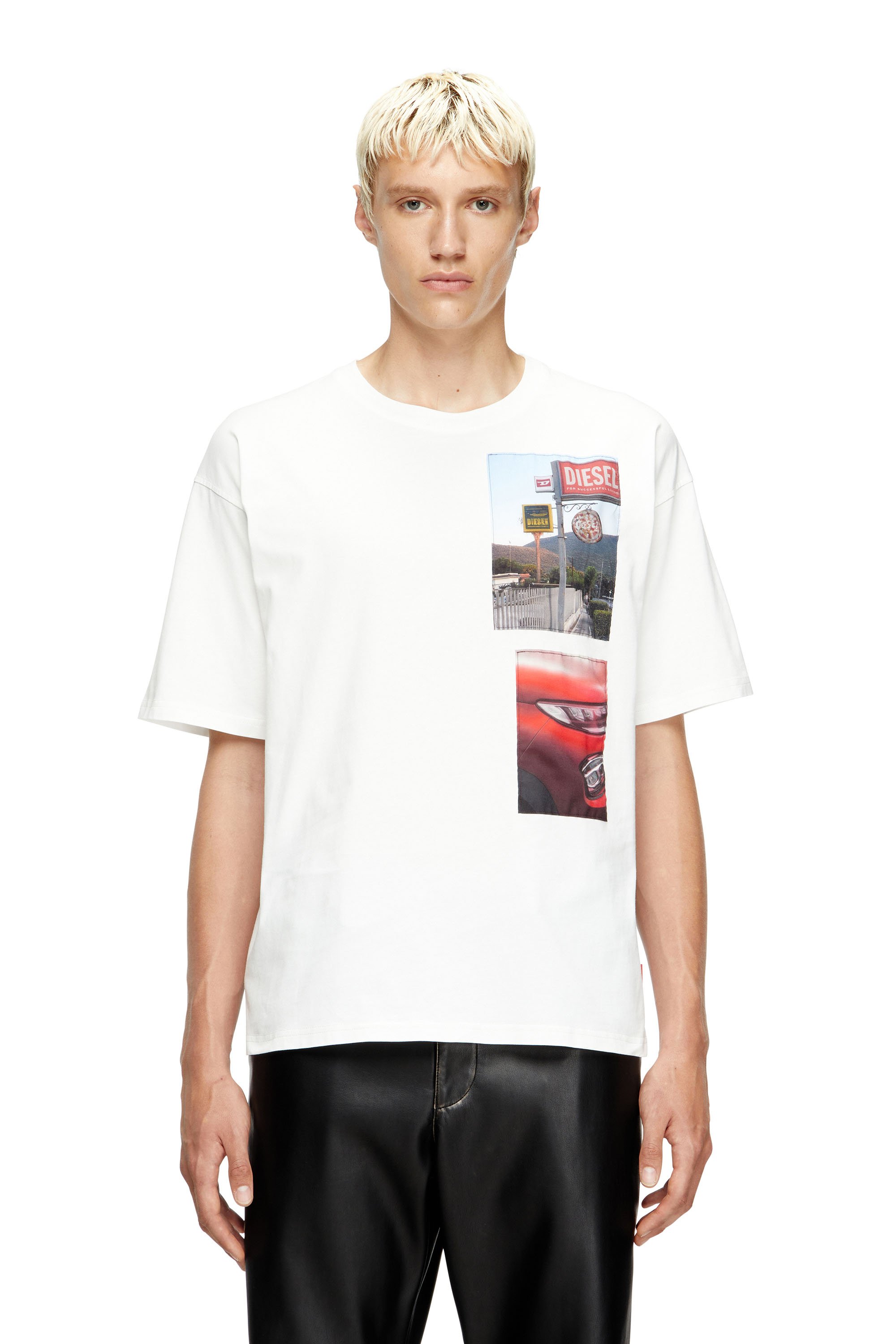 Diesel - T-BOXT-T3, Male's T-shirt with logo photo patches in ホワイト - 1