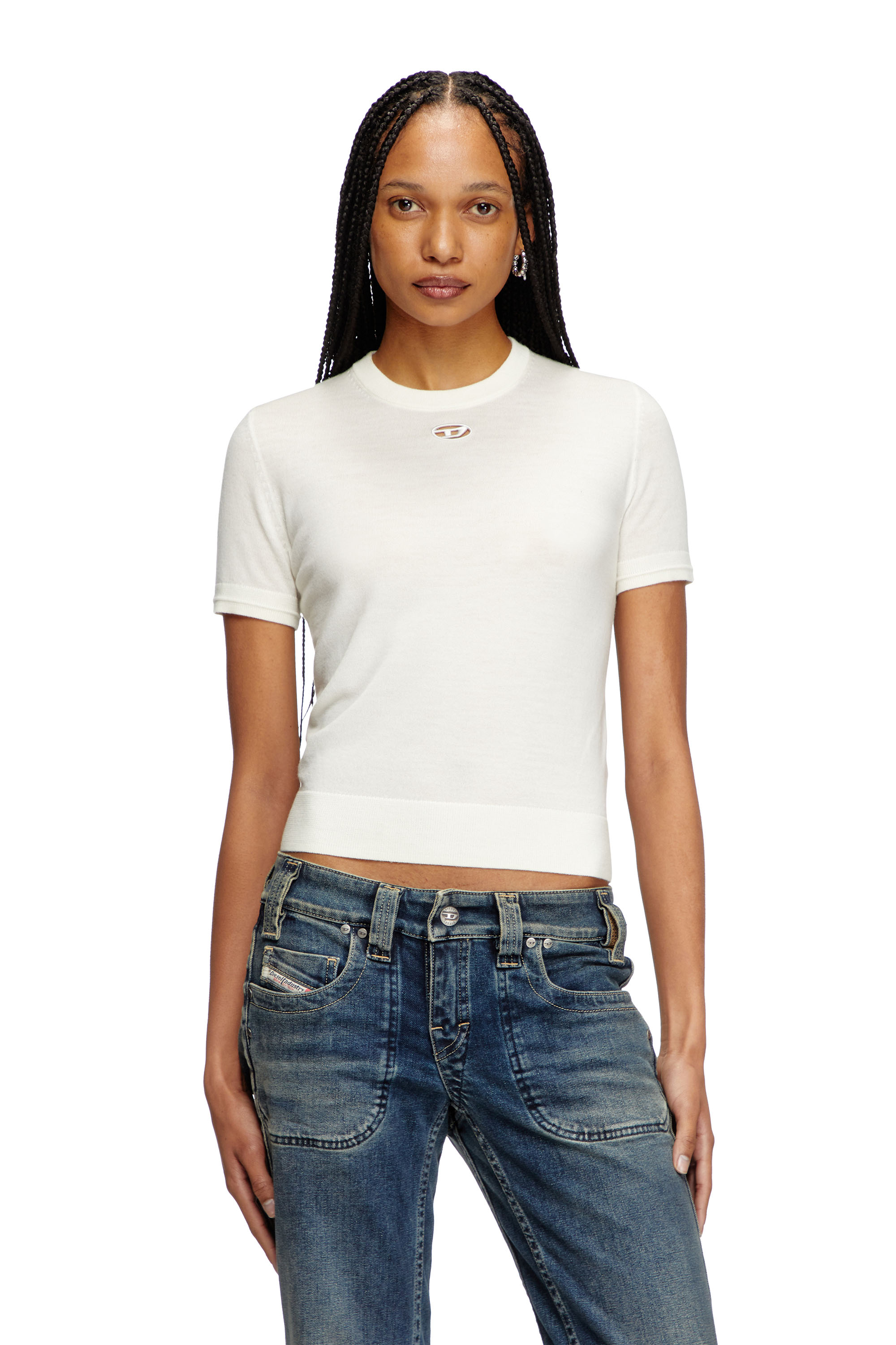Diesel - M-ALINE, Female's Short-sleeve jumper in wool in ホワイト - 1