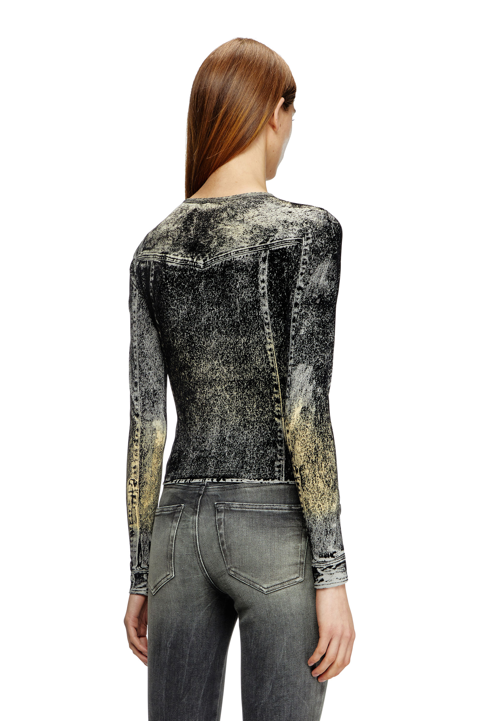 Diesel - T-AXY, Female's Long sleeve top with jacket print in ダークグレー - 4