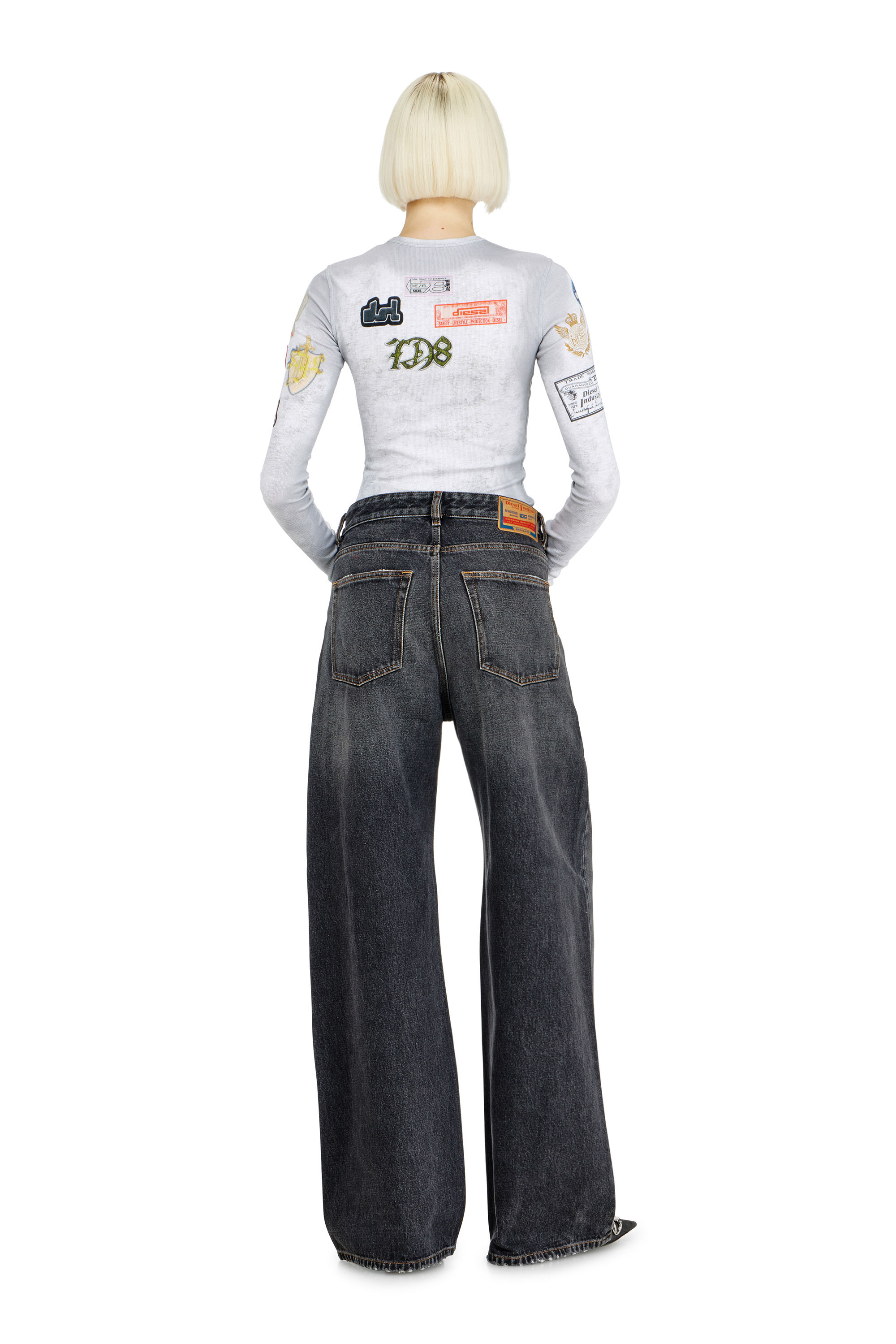 Diesel - Unisex's Relaxed Jeans 1996 D-Sire 007F6, ブラック/ダークグレー - 4