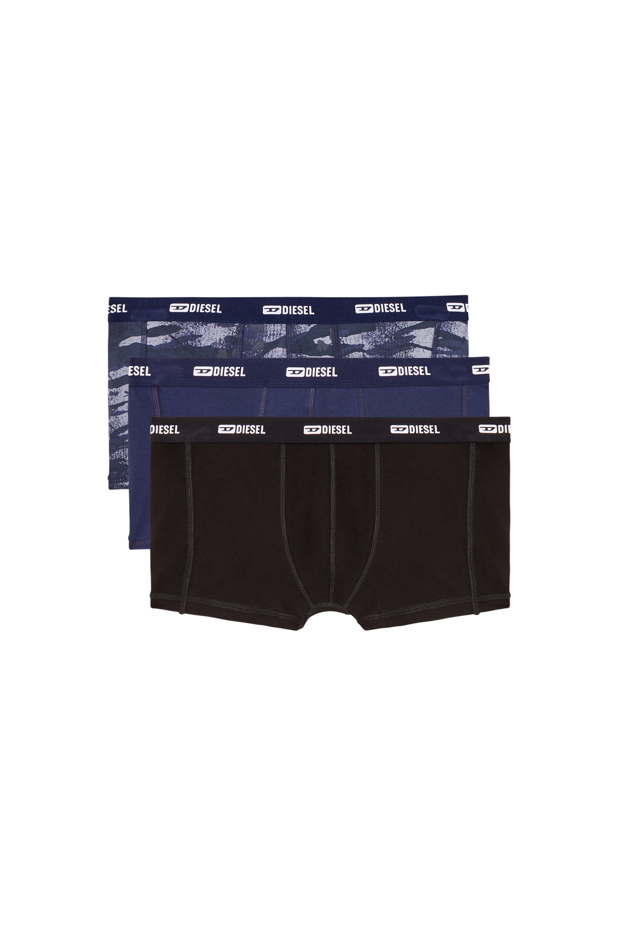 Diesel - DAMIEN-UTLT-3PACK, Male's 3-pack of boxer briefs plain and camo in ブラック/ブルー - 1