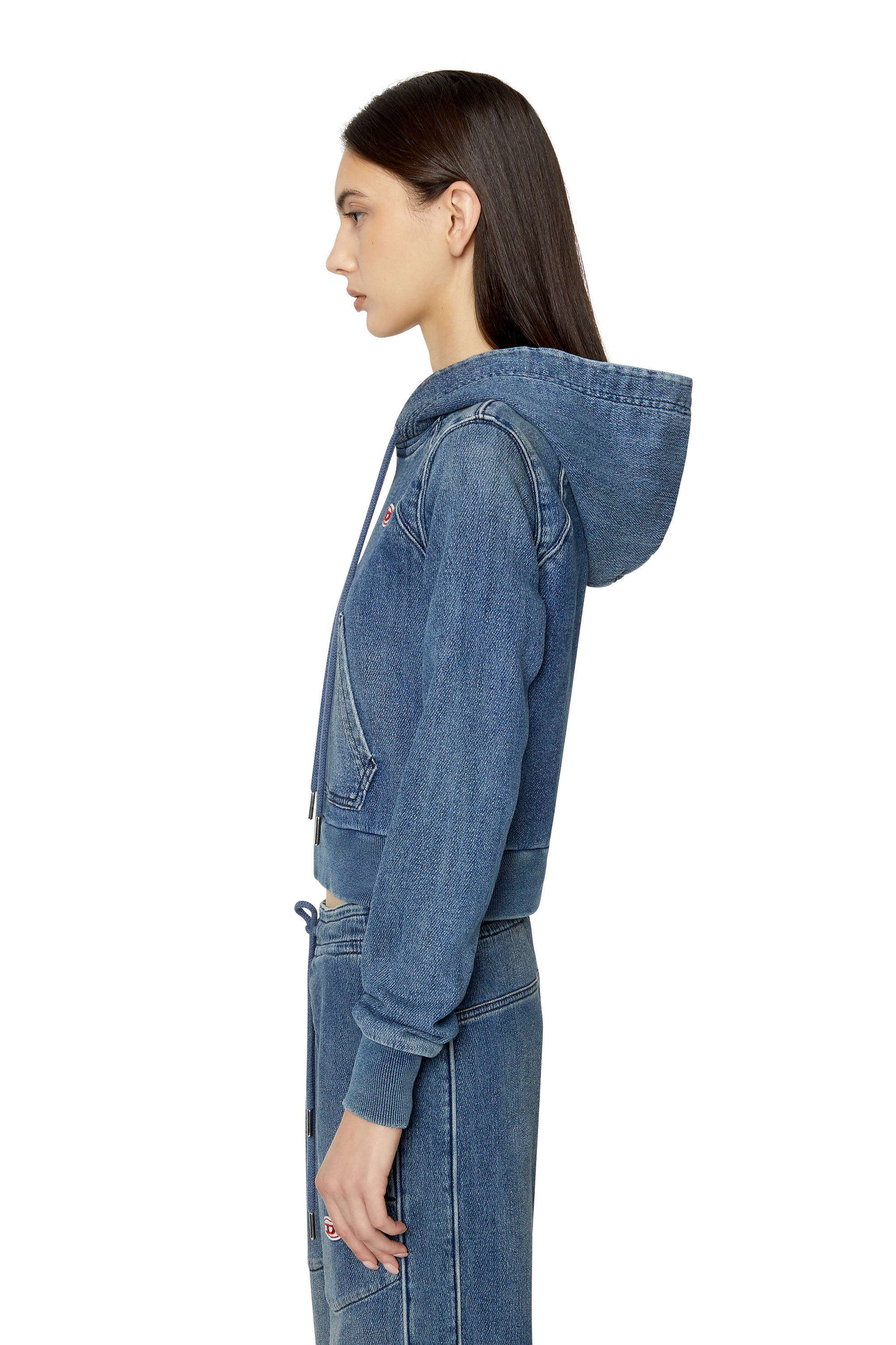 Diesel - D-ANGY TRACK DENIM HOODIE, ダークブルー - Image 4