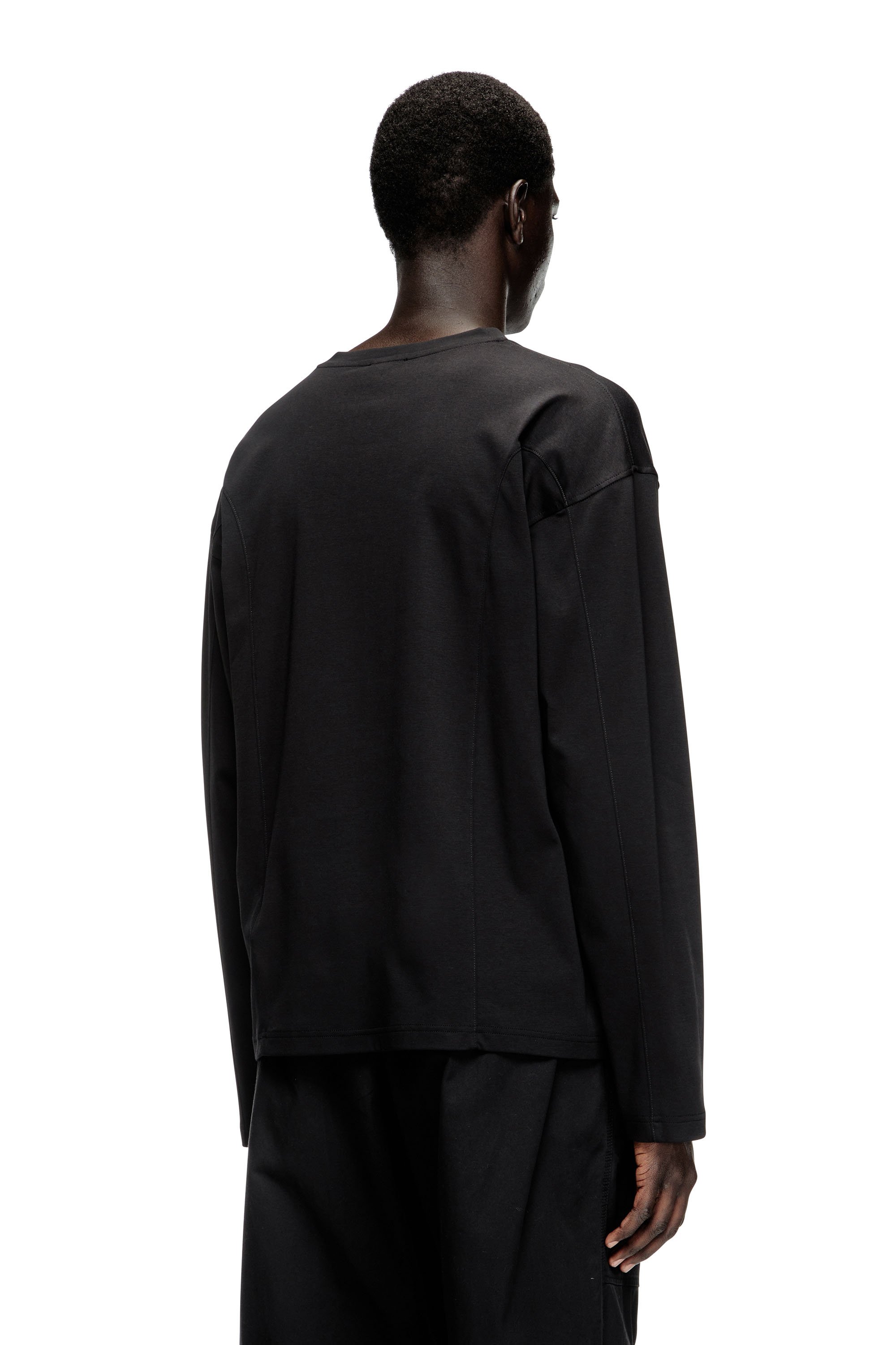 Diesel - T-BOXT-LS-INT, Male's Long-sleeve T-shirt with panels in ブラック - 4