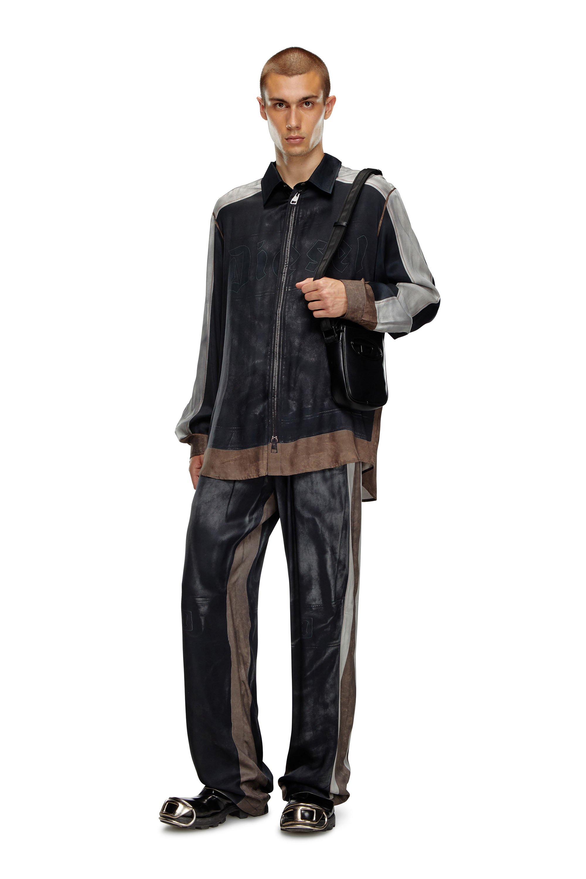 Diesel - HOLI-D CROSSBODY, Male's Holi-D-Crossbody bag in PU and neoprene in ブラック - 1