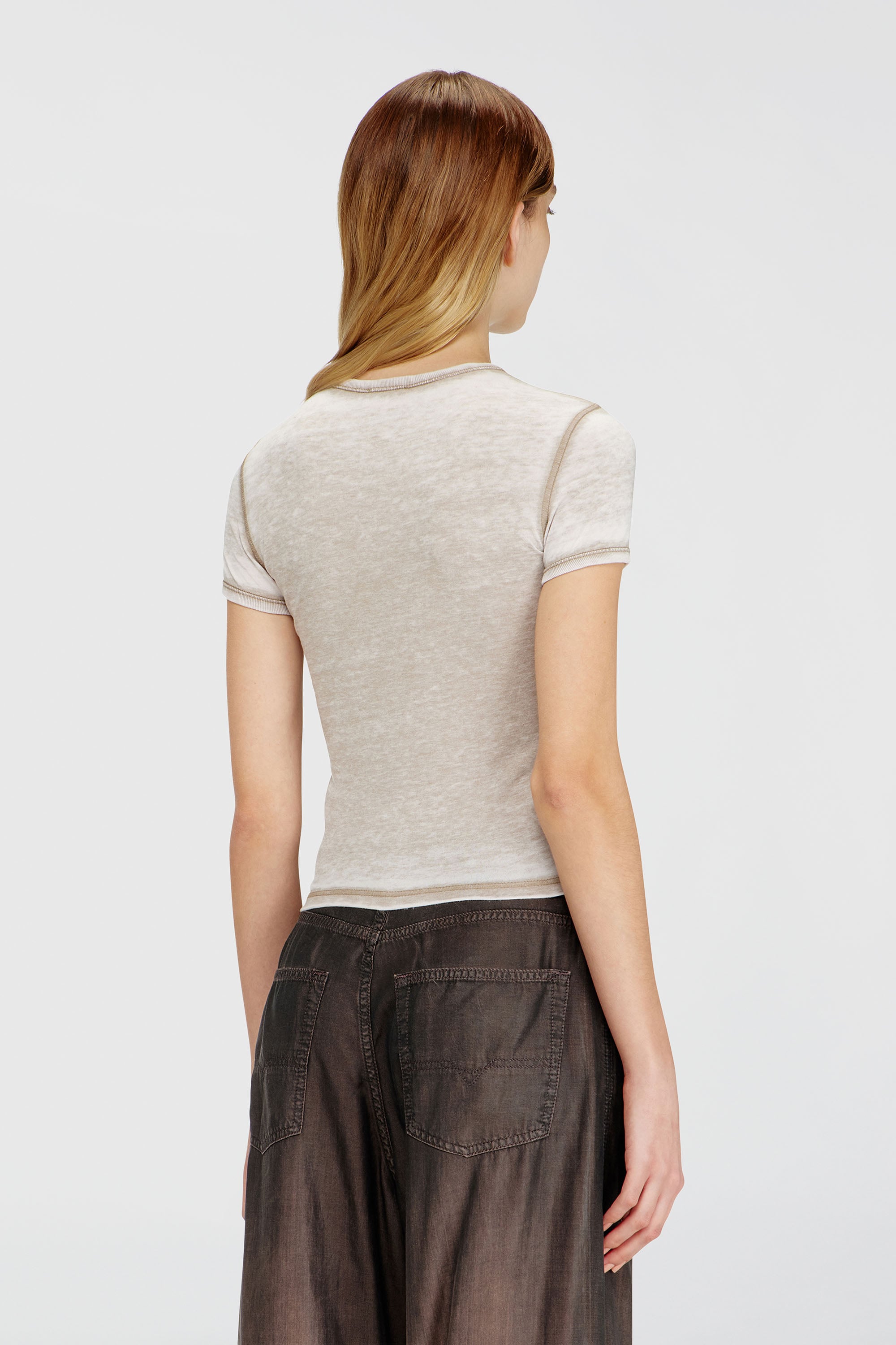 Diesel - T-UNCUTIES-LONG-AA3, Female's Tシャツ in ゴールド/グレー - 4