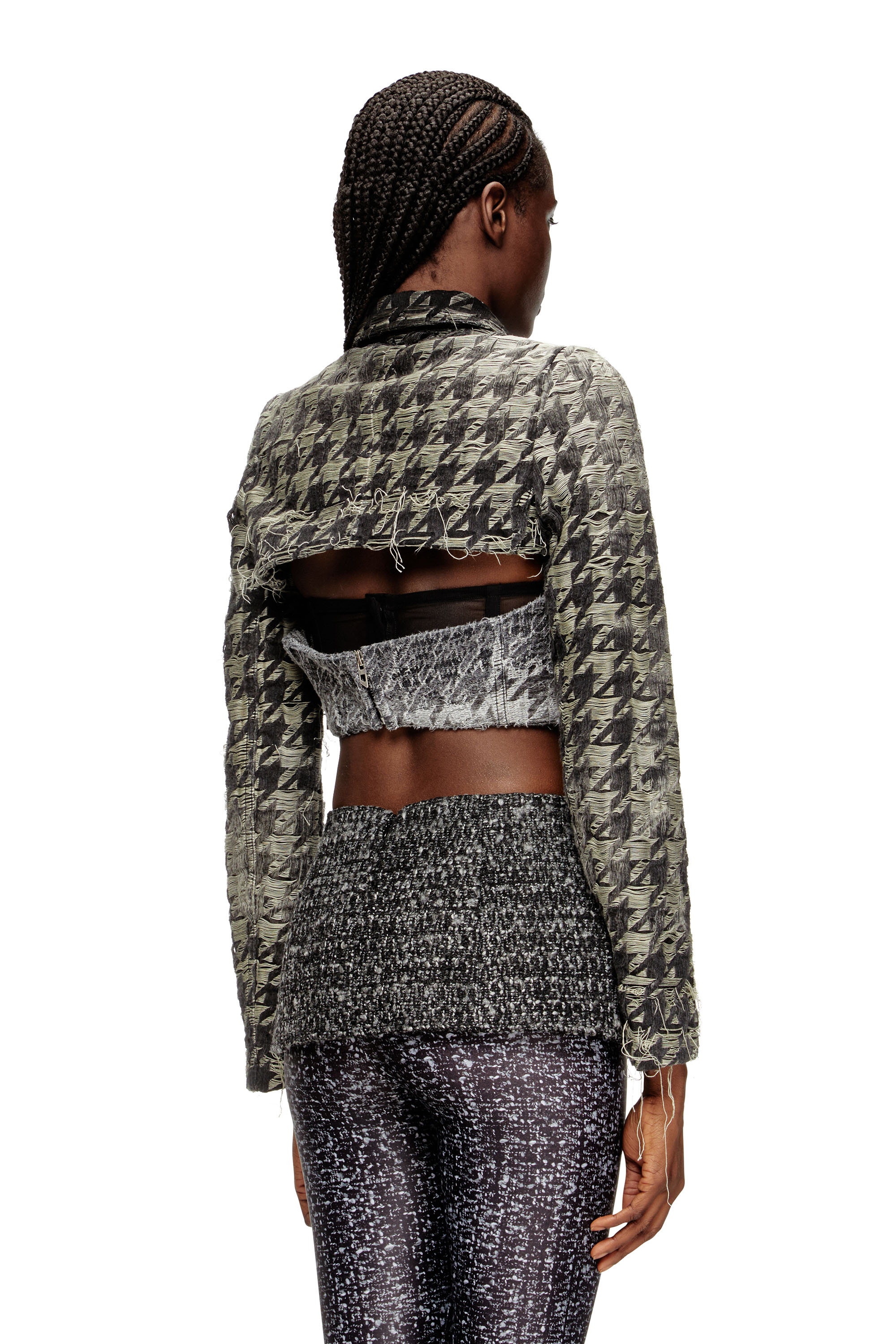 Diesel - DE-ANSIS-FSH2, Female's Shrug in houndstooth-weave denim in ブラック/ホワイト - 4
