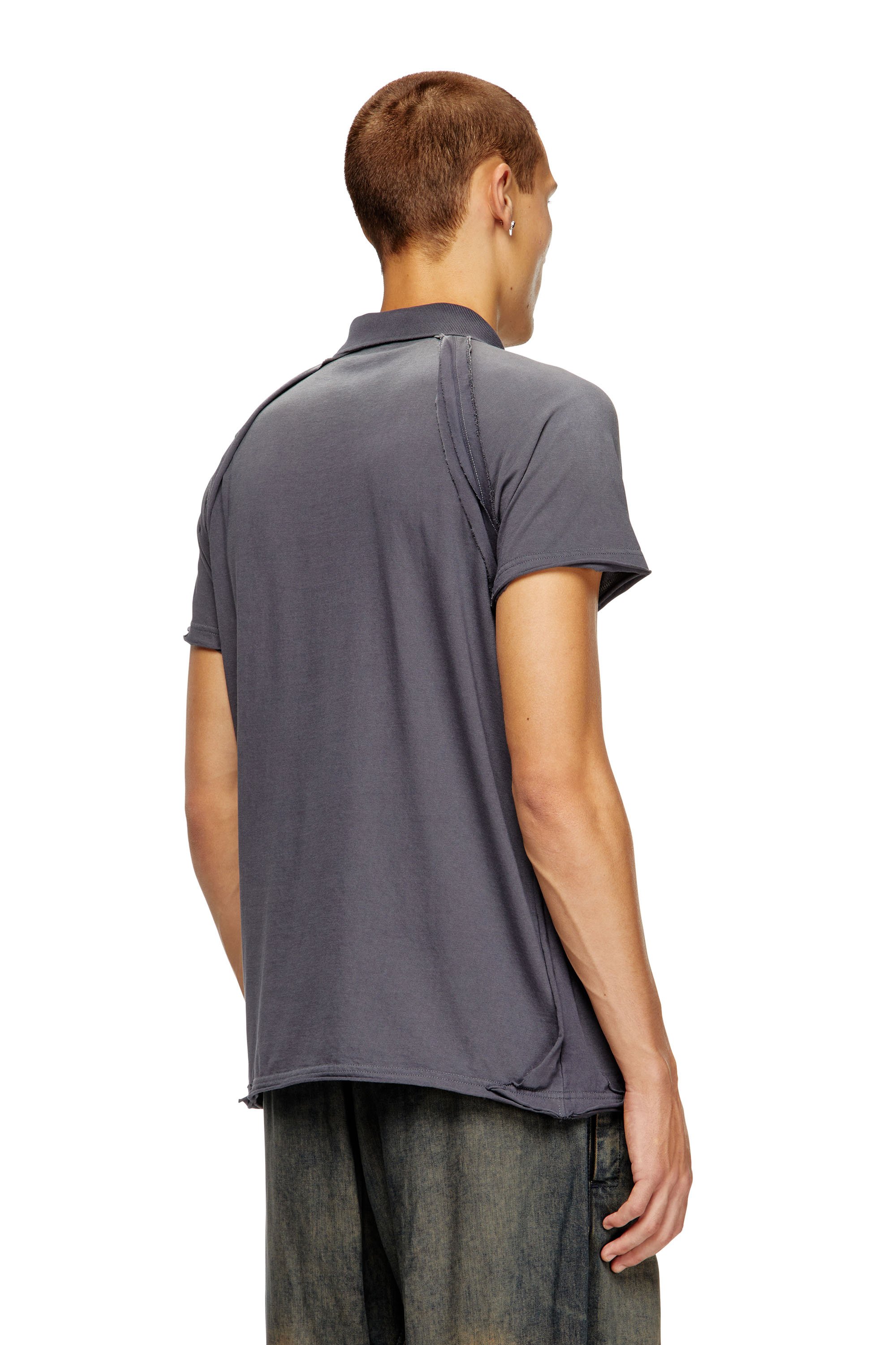 Diesel - T-NORY, Male's Polo shirt with peel-off effect in グレー - 4