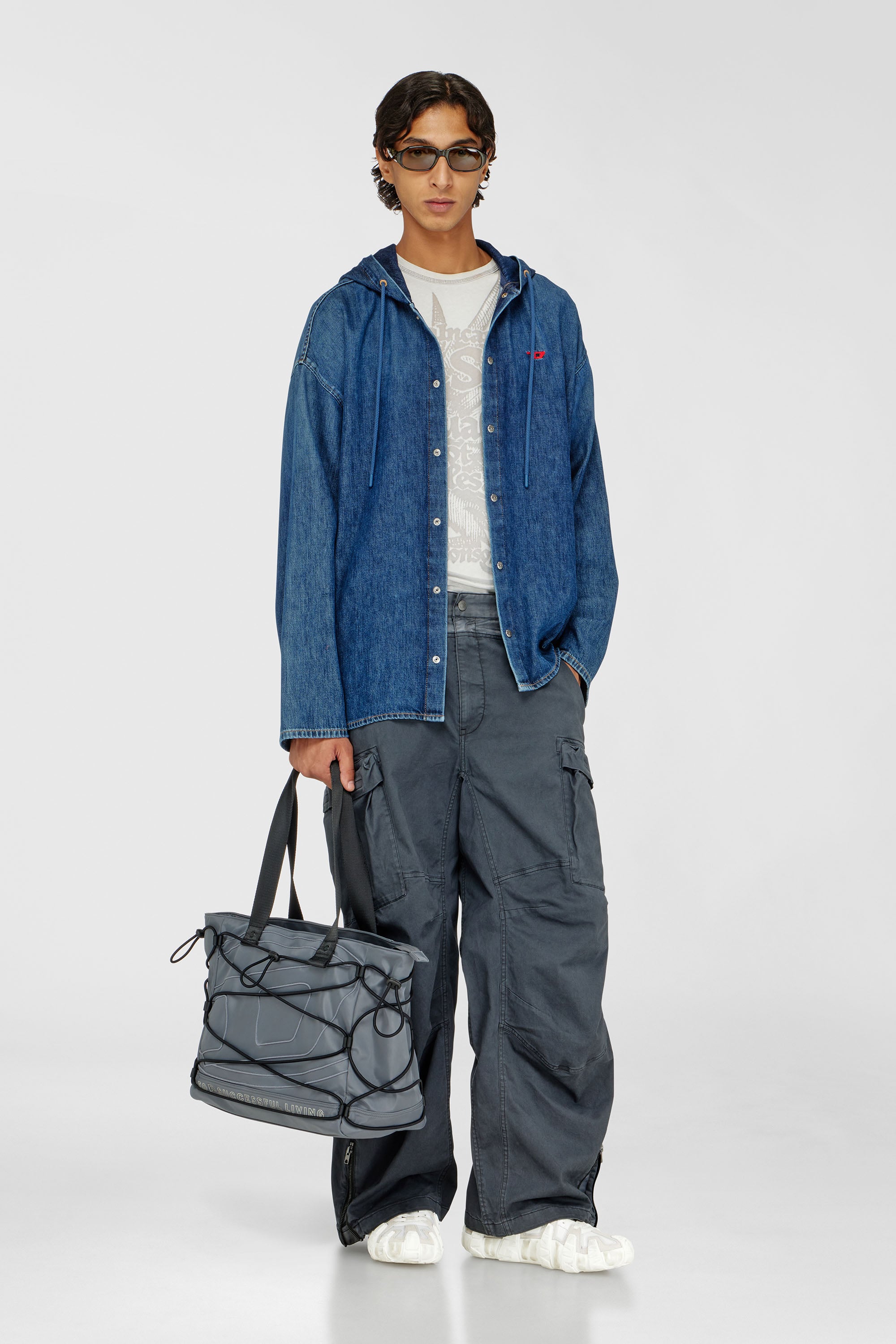 Diesel - D-DEWNY-HOOD, Male's フーディーシャツ in ダークブルー - 1