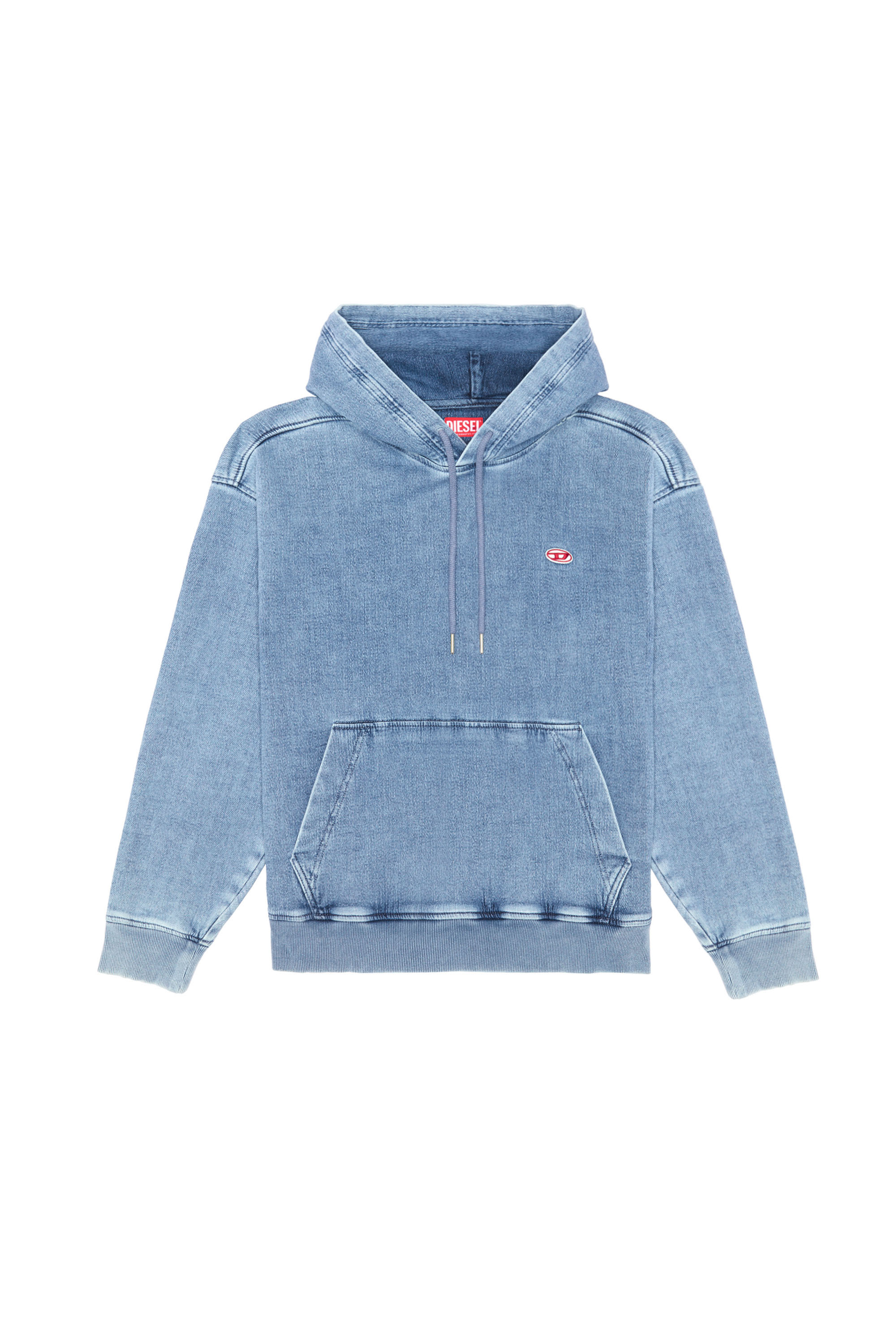 Diesel - D-UM-RIB TRACK DENIM HOODIE, ライトブルー - Image 1