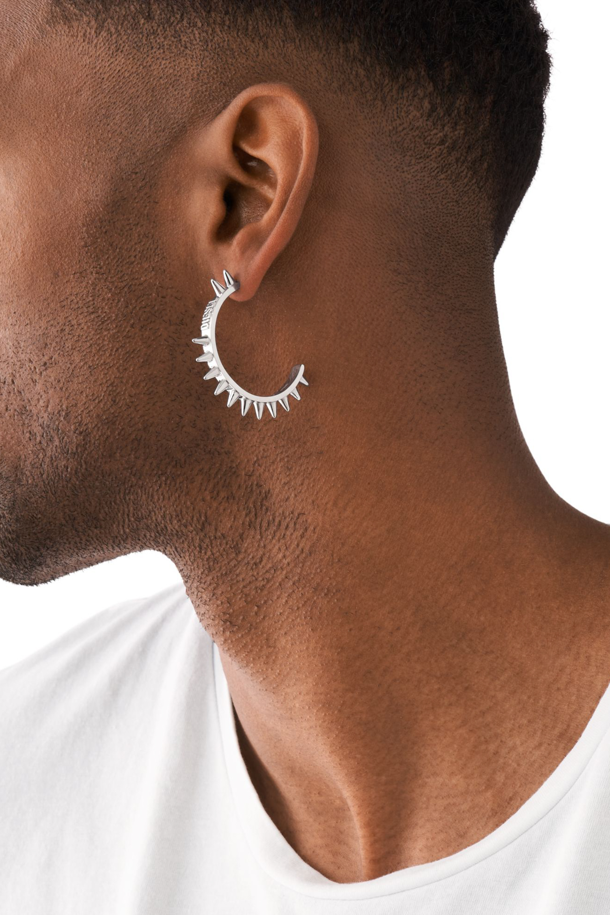 Diesel - DX1451, Unisex's Stainless Steel Hoop Earrings in シルバー - 4