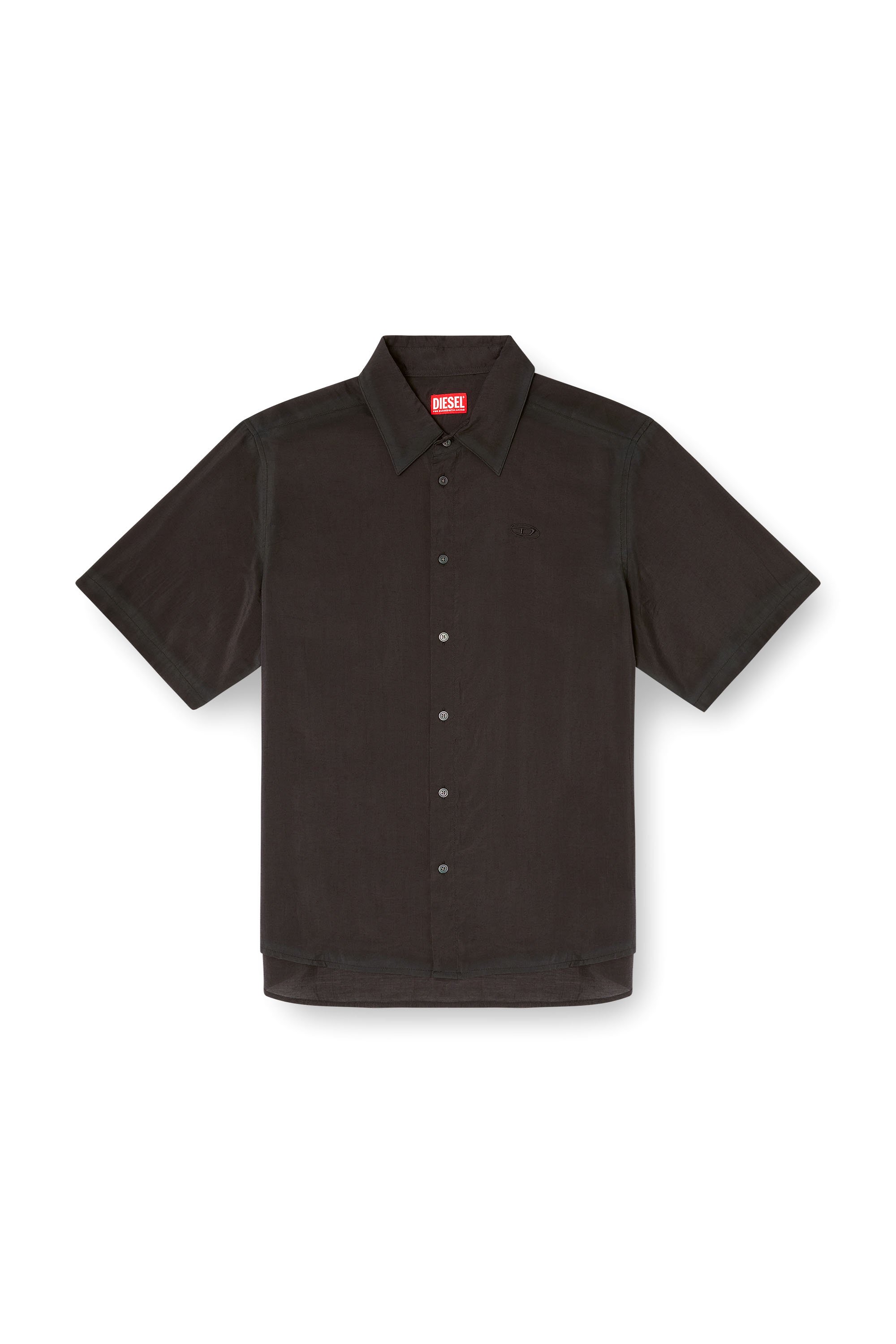 Diesel - S-SIMPLY-SS-LHBA, Male's Shirt in crinkled nylon-viscose in ダークグレー - 3