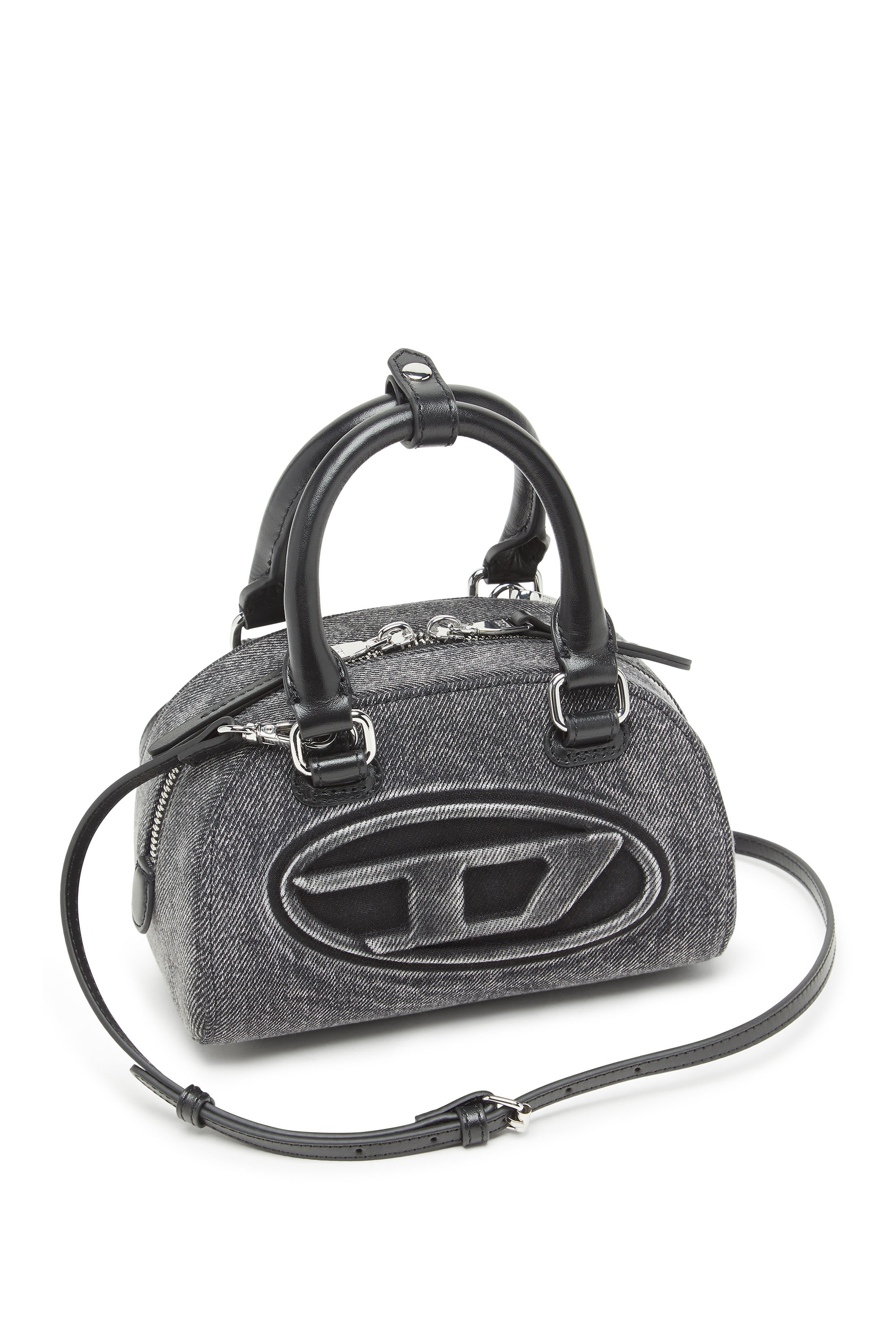 Diesel - 1DR DOME CROSSBODY, Female's 1DR Dome-Mini bowling bag in washed denim in グレー - 6