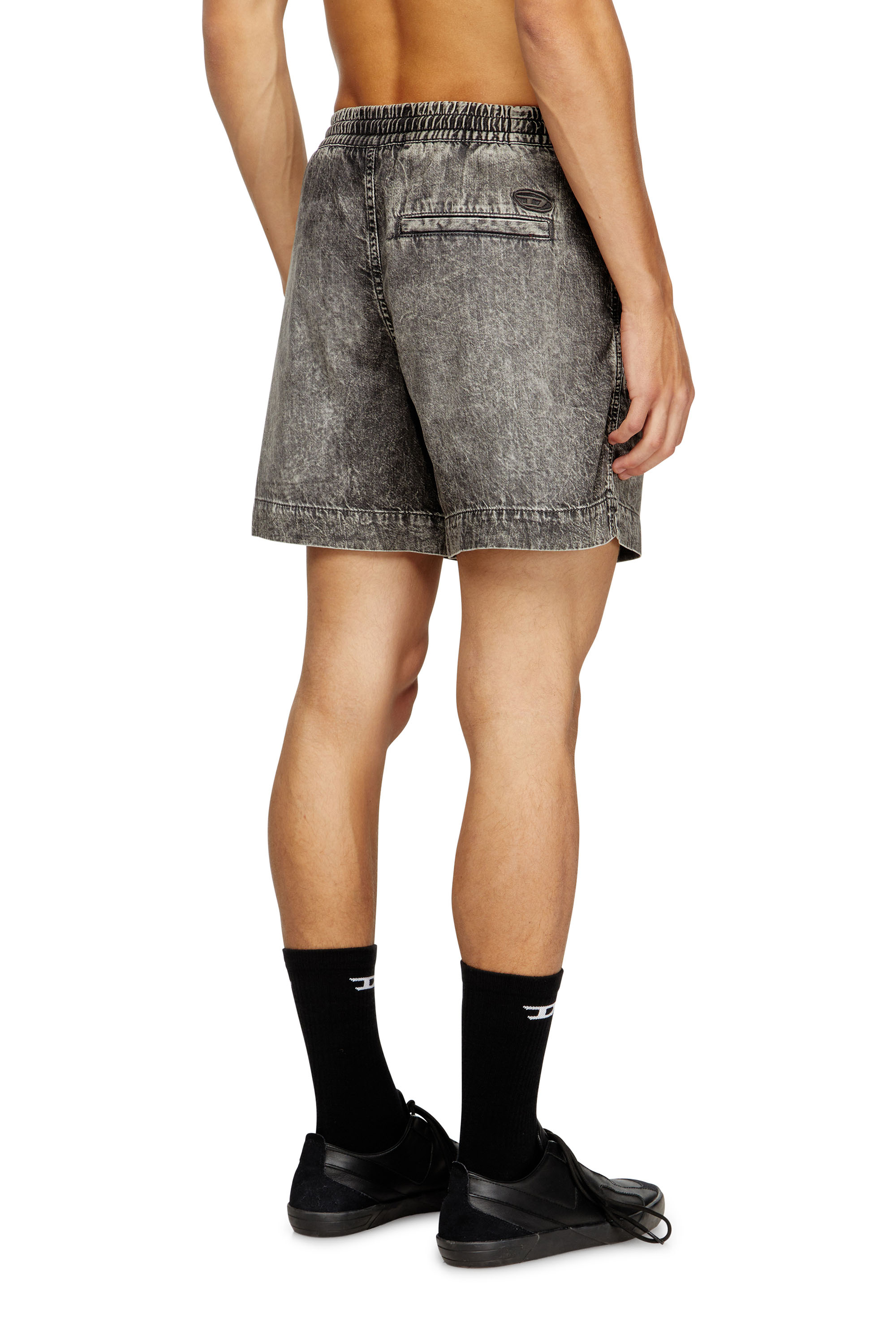 Diesel - D-TENNI-S1, Unisex's Shorts in marbled denim in ブラック - 4