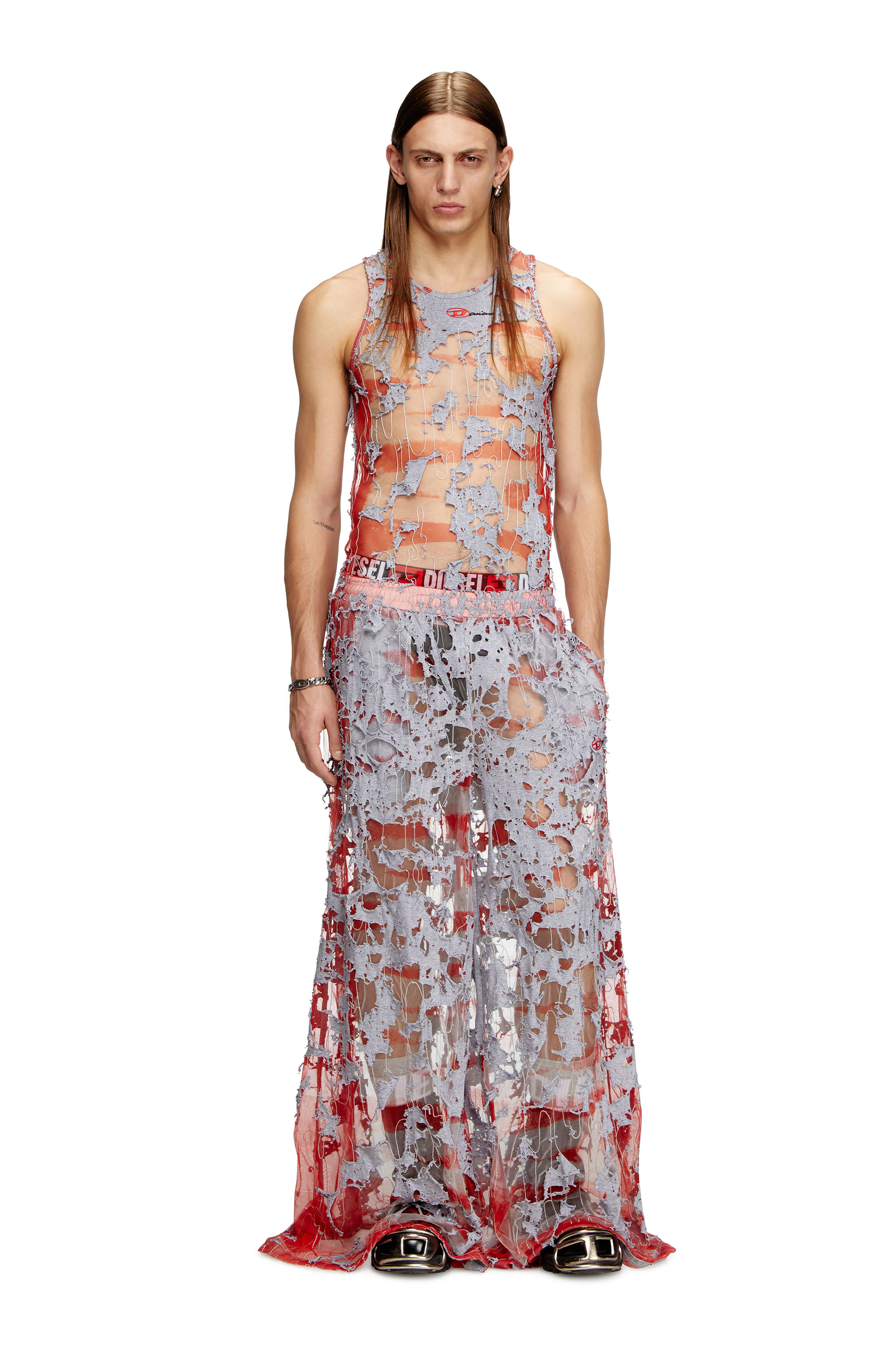 Diesel - T-LIFTY-DEVOR-DD, Unisex's ノースリーブトップ in レッド/グレー - 1