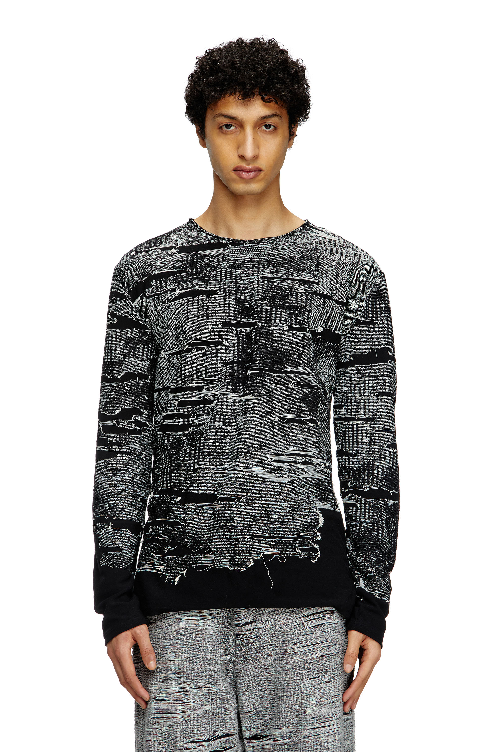 Diesel - K-CADMO, Male's Jumper with engineered distressing in ブラック - 3