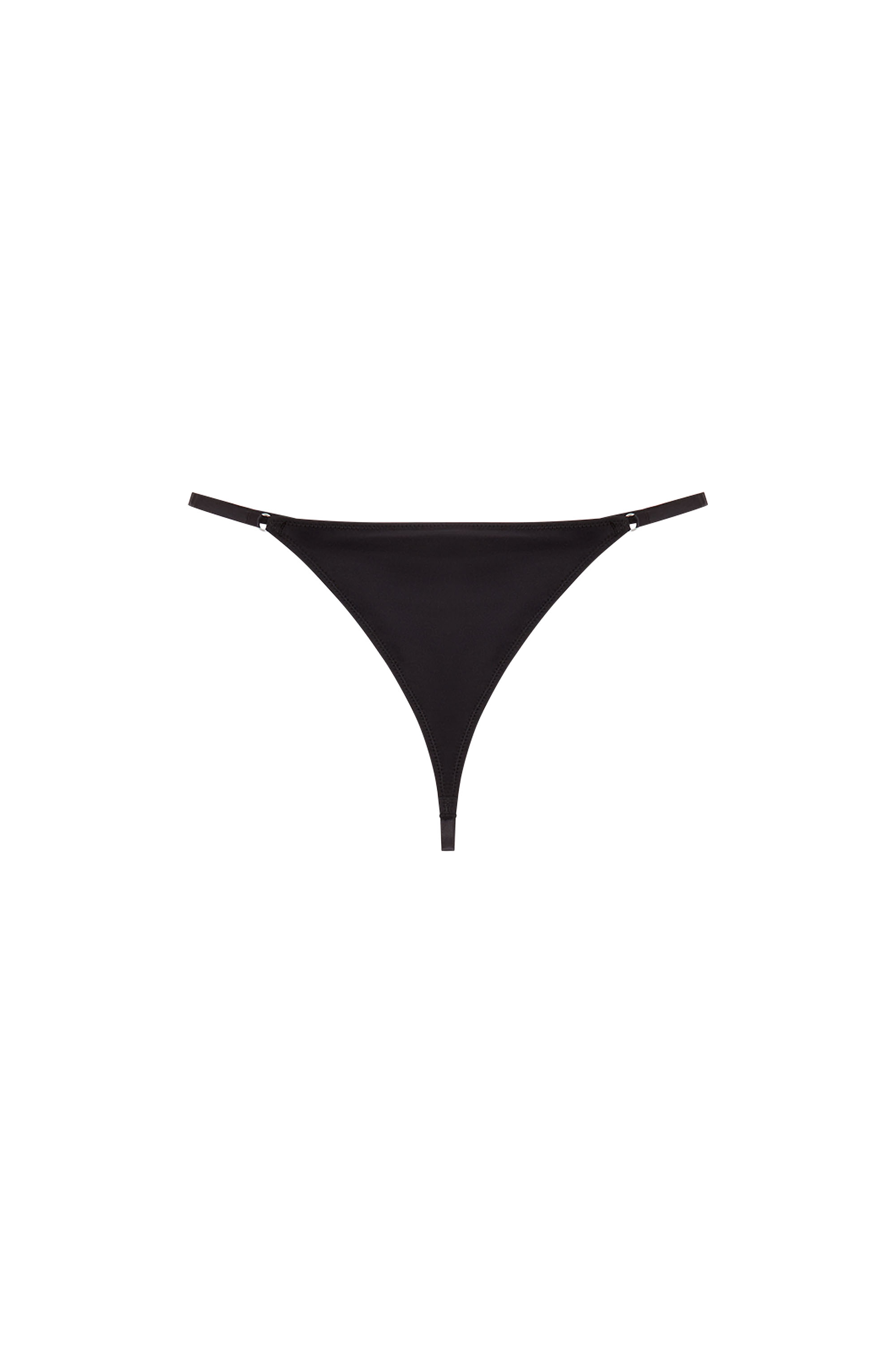 Diesel - UFST-OVAL-D-STRING, Female's Microfibre thong with Oval D plaque in ブラック - 2