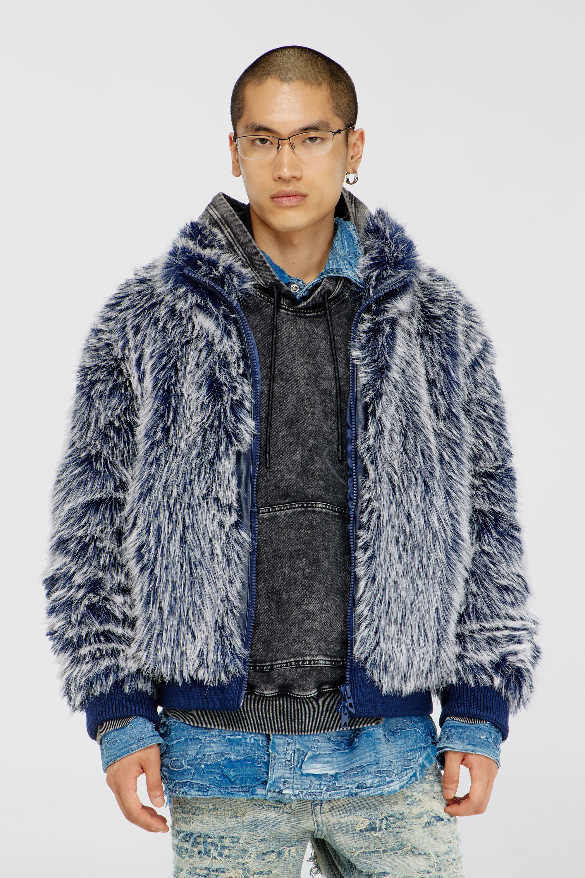 Diesel - W-VICTOR, Male's ジップアップジャケット in ミディアムブルー - 1