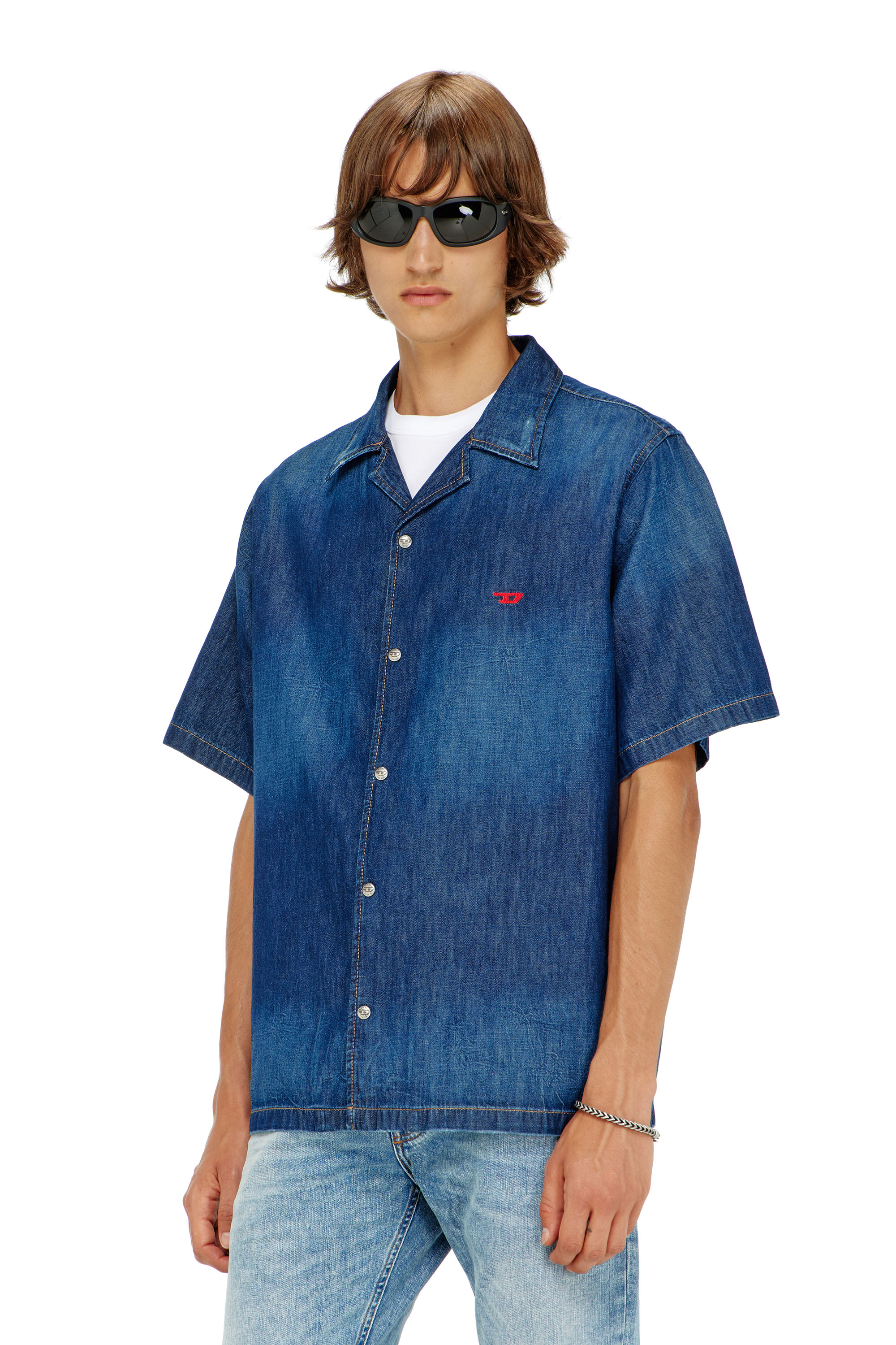 Diesel - D-NABIL-D, Male's デニムシャツ in ブルー - 1