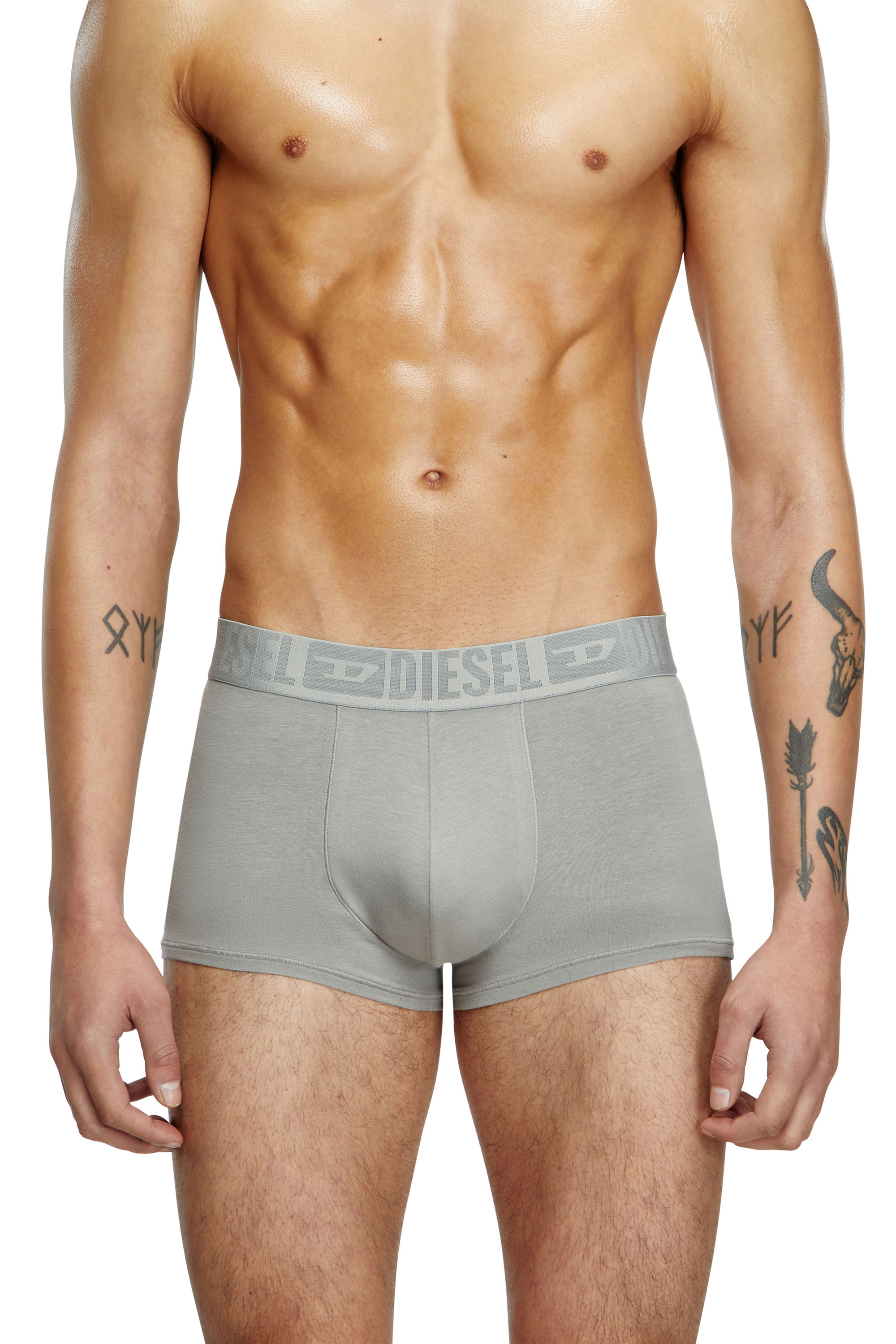 Diesel - BENJAMIN-D-MONO-3PACK, Male's Three-pack plain boxer briefs in グレー/ブラック - 2