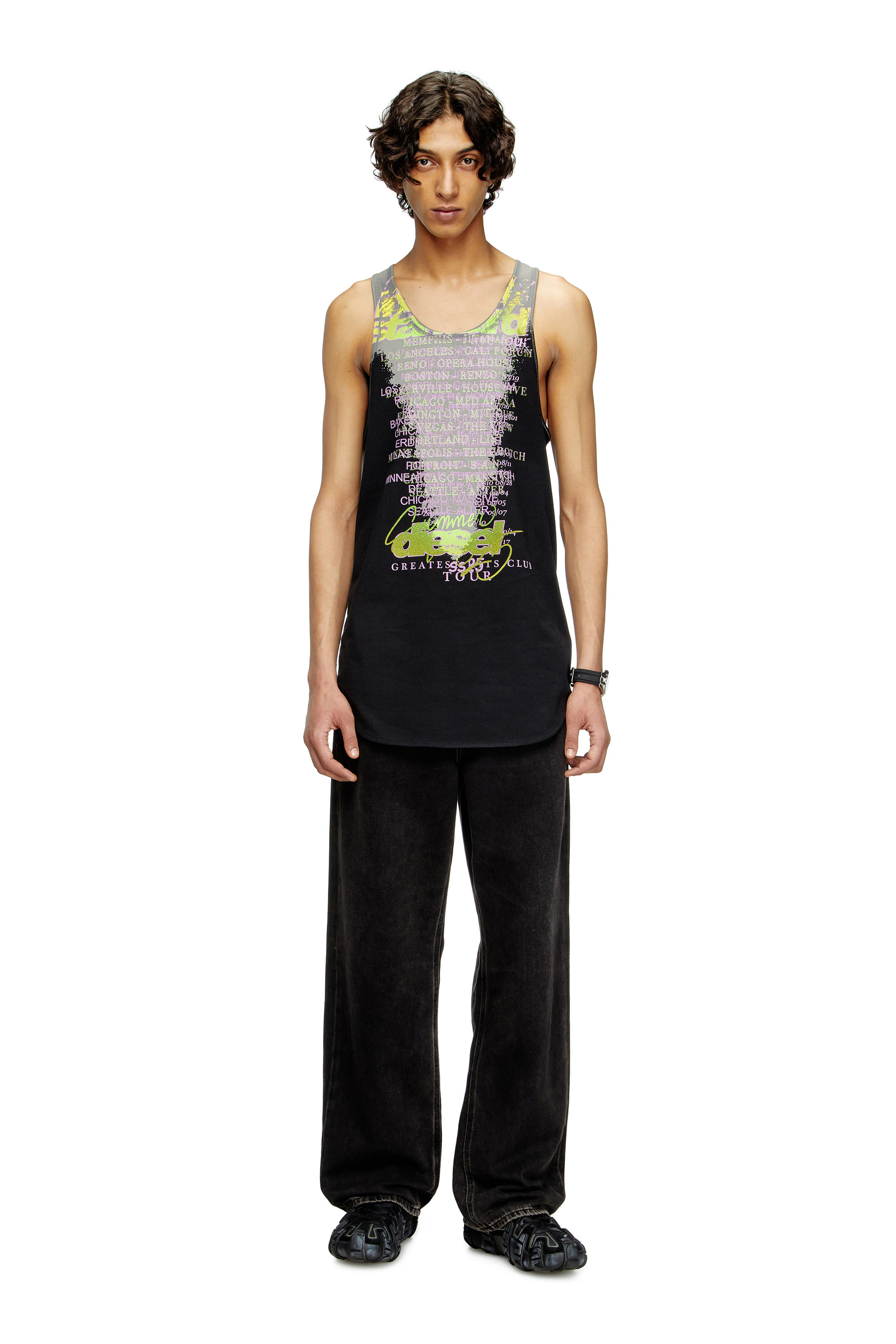 Diesel - T-SHAN, Unisex's Tank top with lyrics print in ブラック - 1