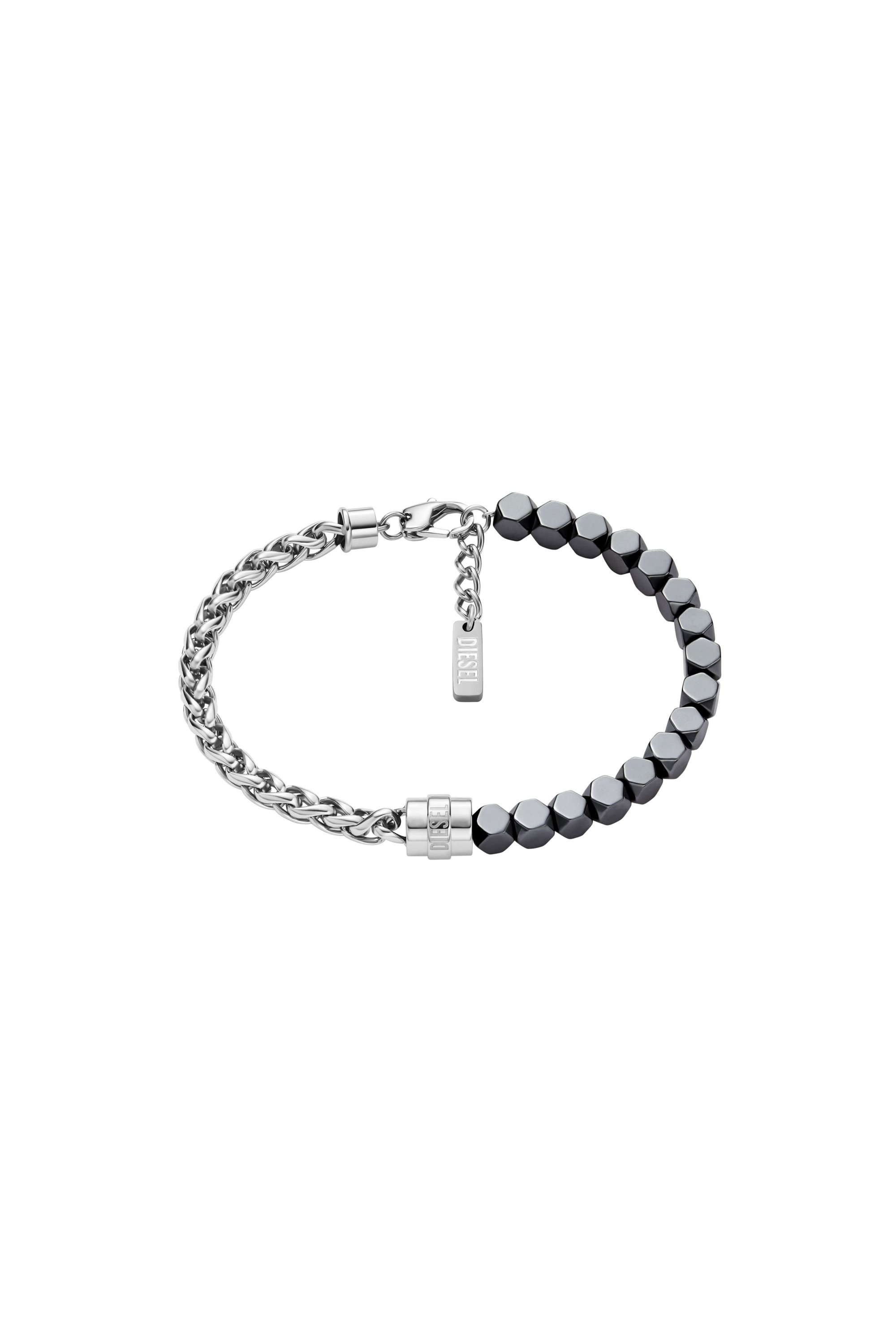 Diesel - DX1647931 JEWELLERY, Unisex's Stainless steel and hematite beaded bracelet in シルバー/ブラック - 1