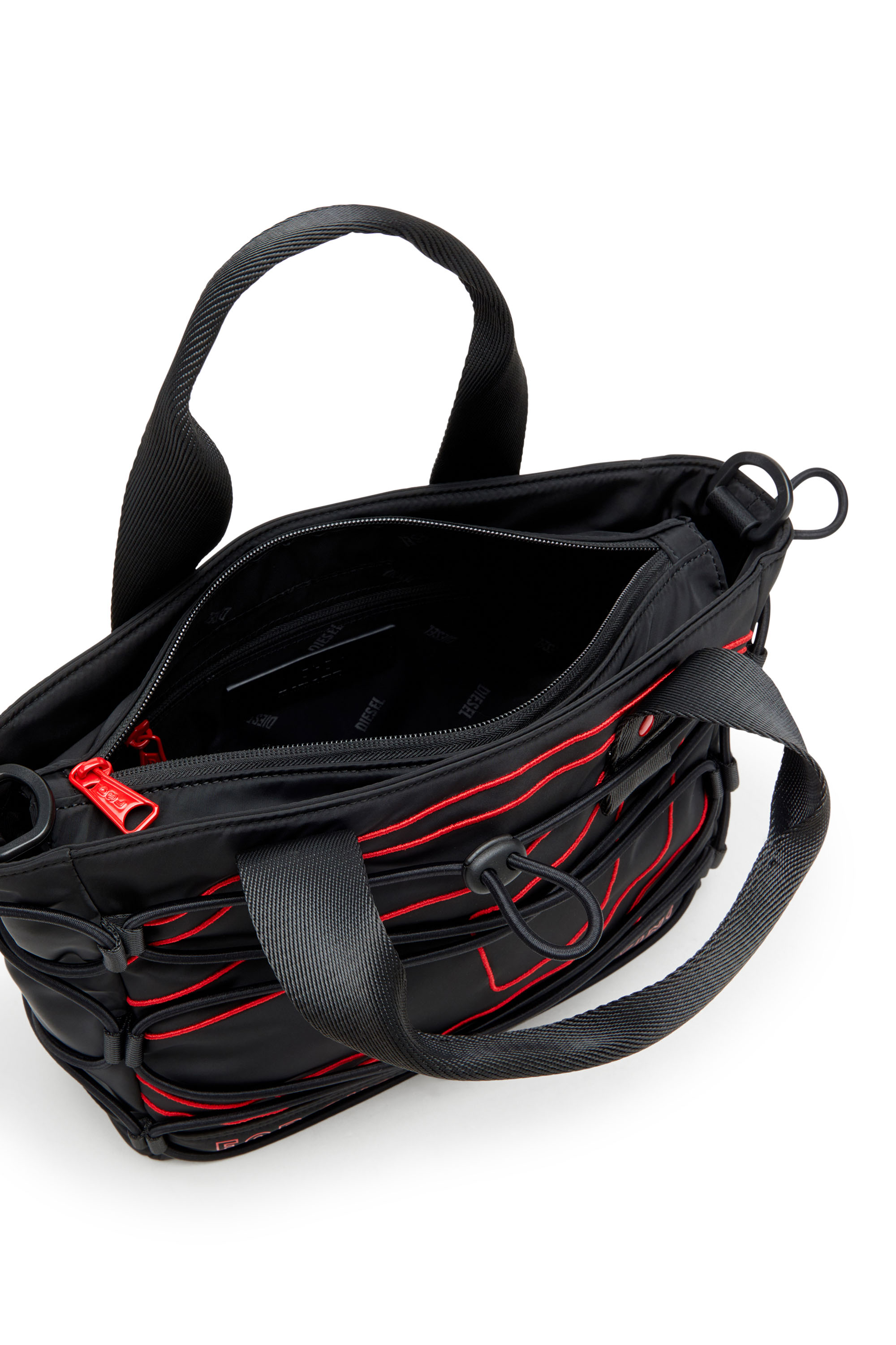 Diesel - TECH-D TOTE S X, Unisex's Tech-D-Small nylon tote bag with Oval D embroidery in ブラック - 4