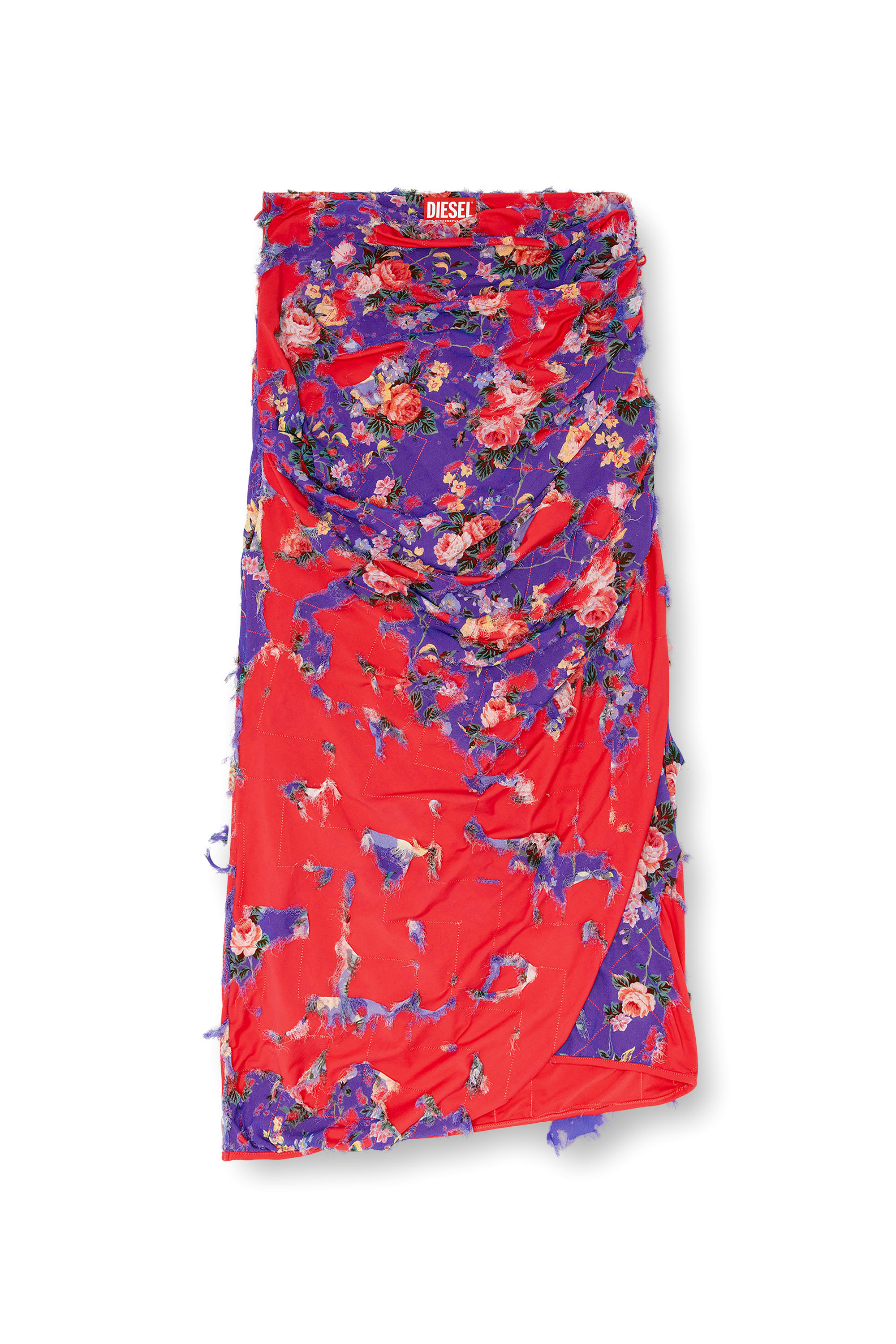 Diesel - O-FLONNA, Female's Draped pencil skirt with devoré in ピンク / ホワイト - 3