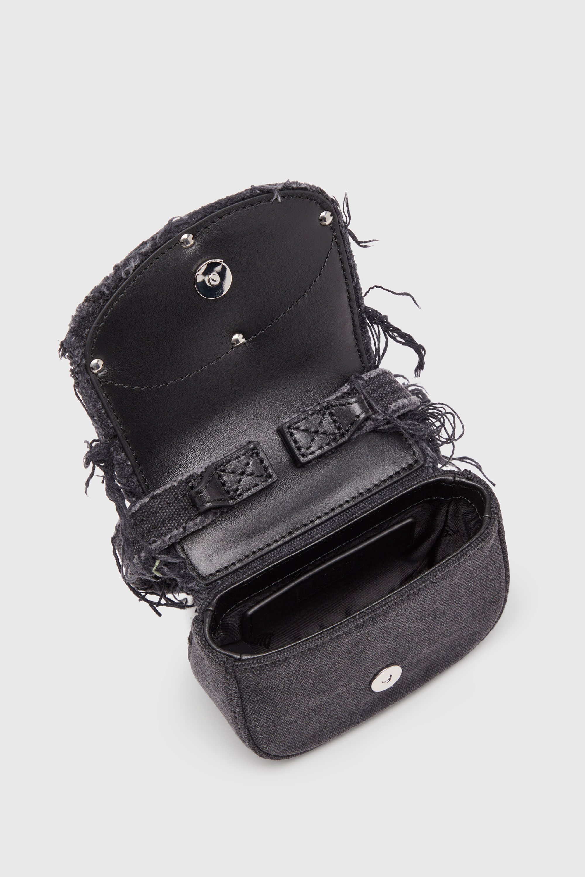 小物 DIESEL 1DR XS 1DR XS-Iconic mini bag in canvas and leather｜ブラック