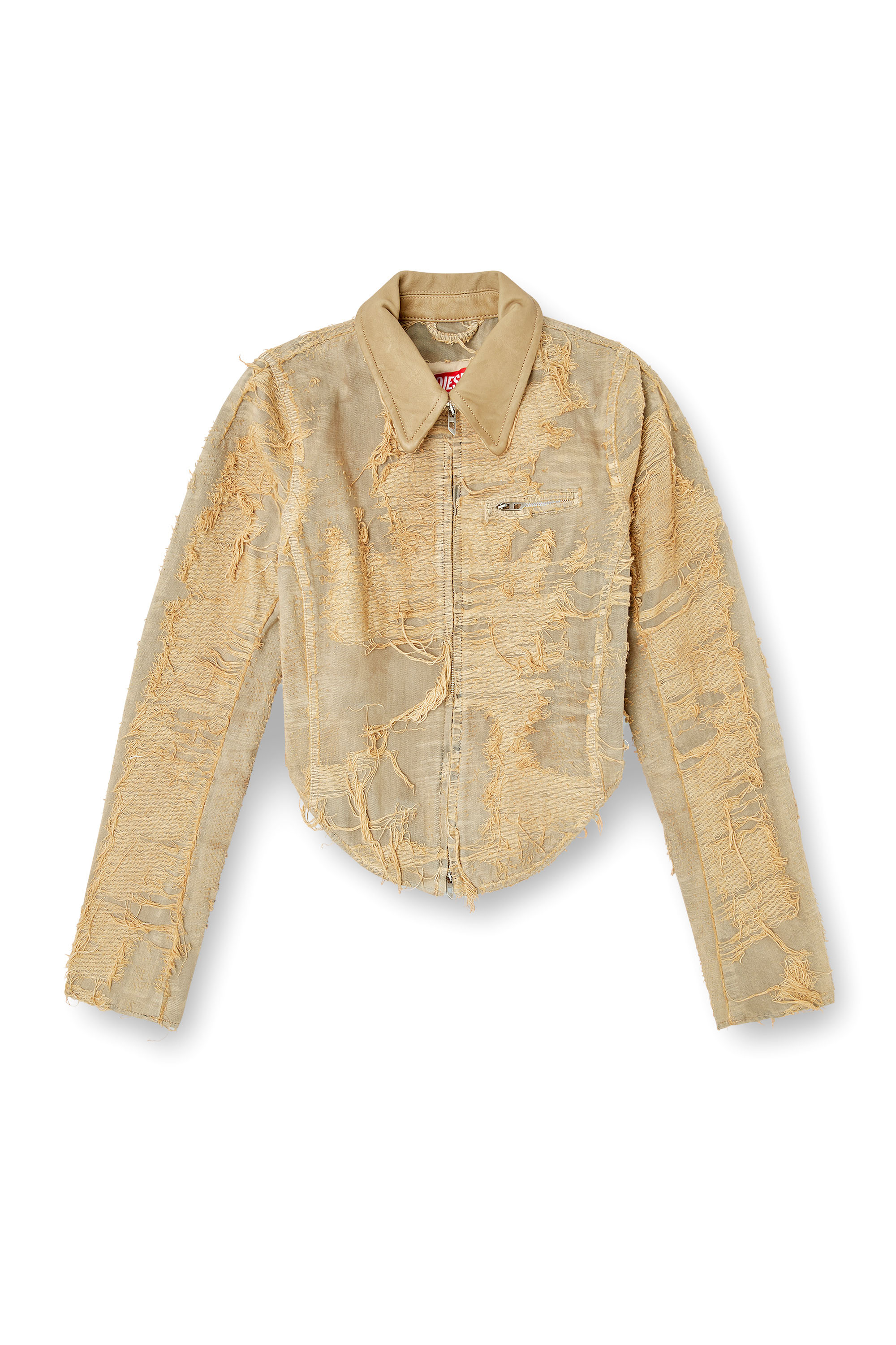 Diesel - DE-NEA-FSG, Female's Slim jacket in overdyed floating-thread denim in ライトブラウン - 2