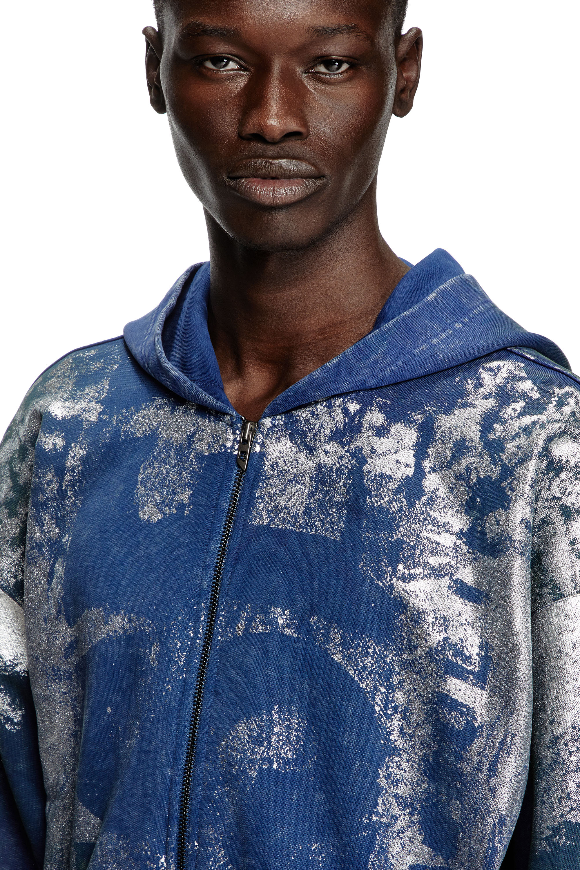 Diesel - S-LOXTY-ZIP, Male's Zip-up hoodie with distressed effects in ブルー - 5