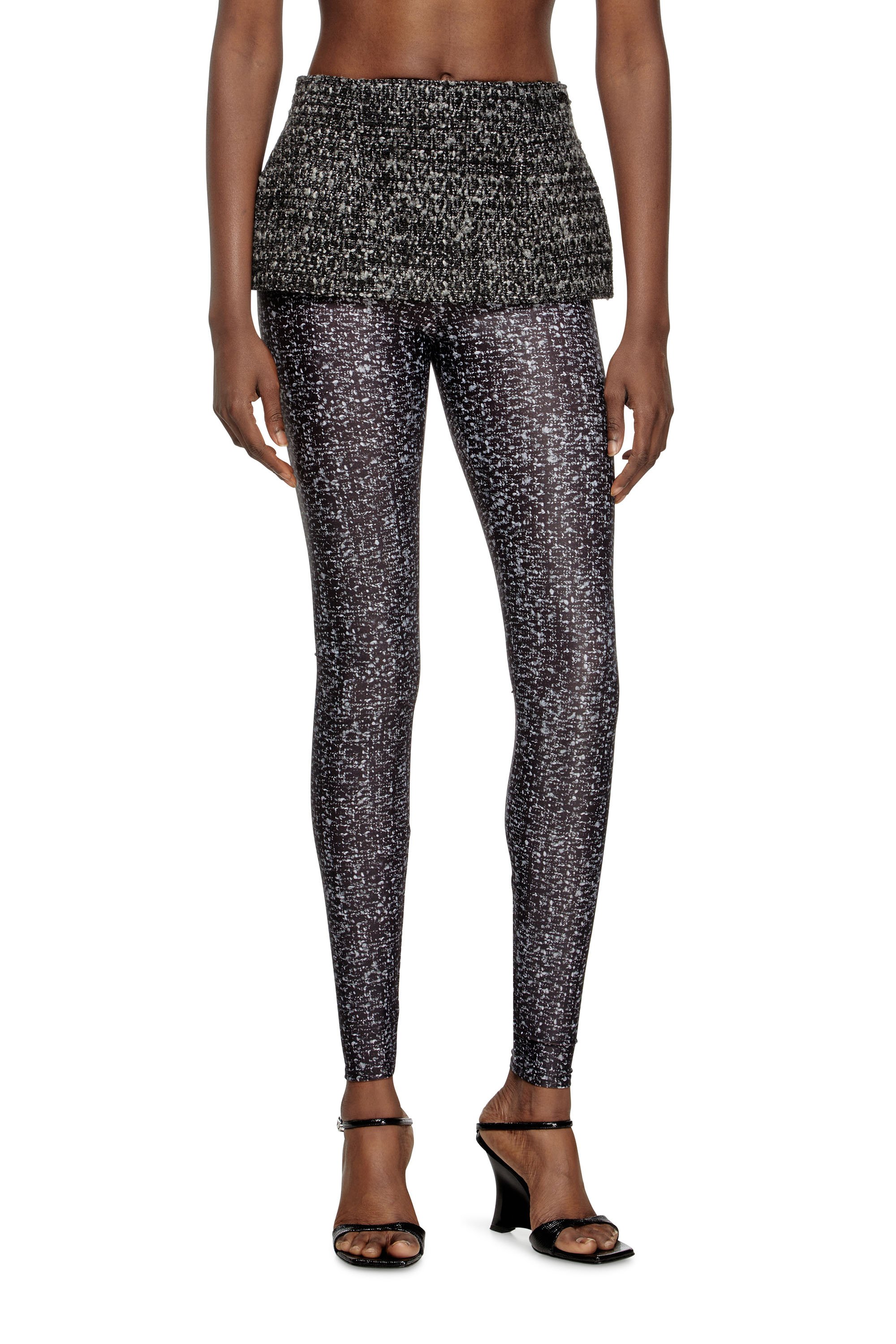 Diesel - P-HOUR, Female's Bouclé skirt with leggings in ブラック - 1