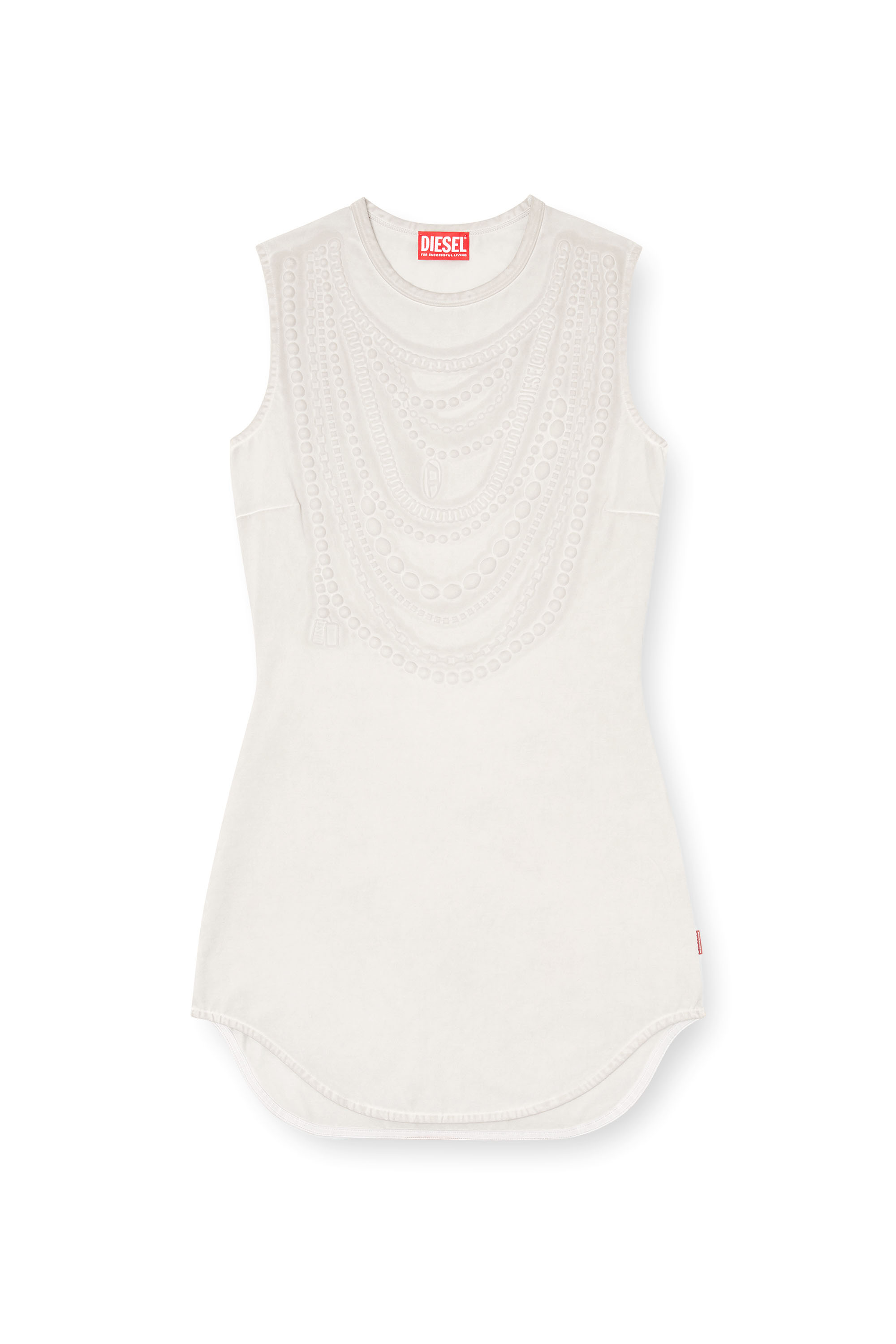 Diesel - D-NEKKA, Female's Mini dress with necklace trompe l'oeil in ライトグレー - 2
