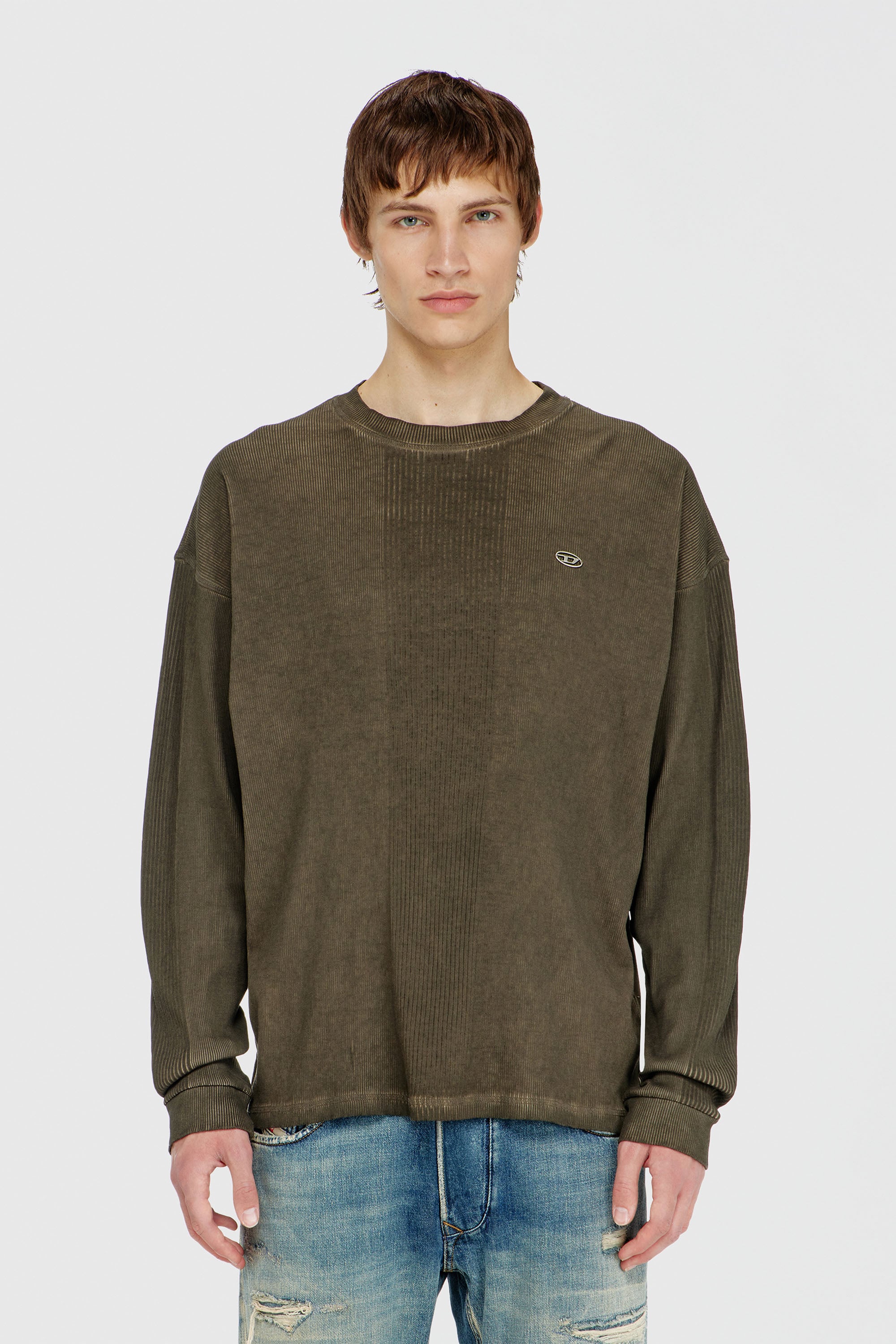Diesel - T-BOAT, Male's 長袖Tシャツ in ミリタリーグリーン - 5
