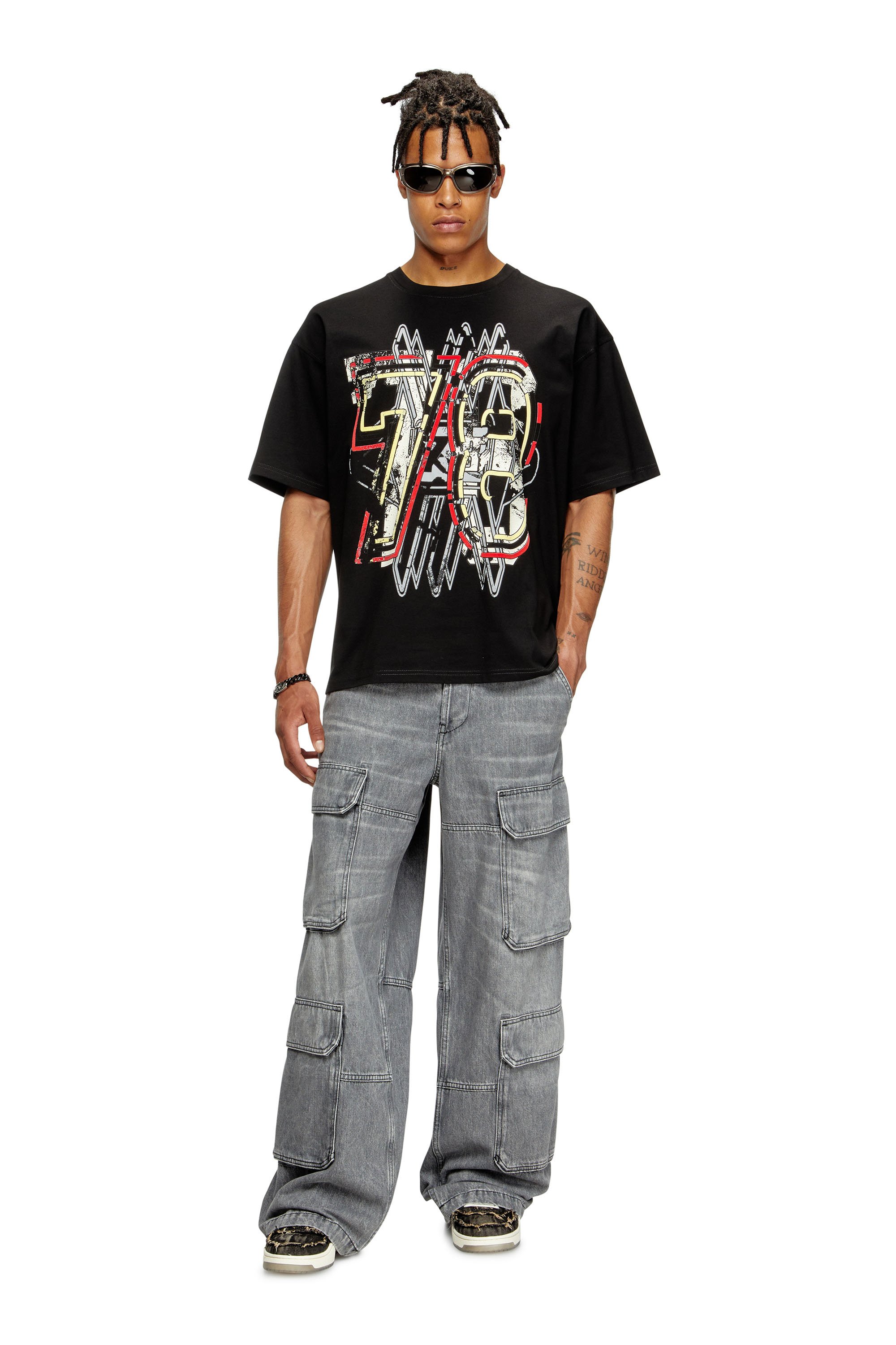 Diesel - T-BOXT-T8, Male's T-shirt with 78 print in ブラック - 2
