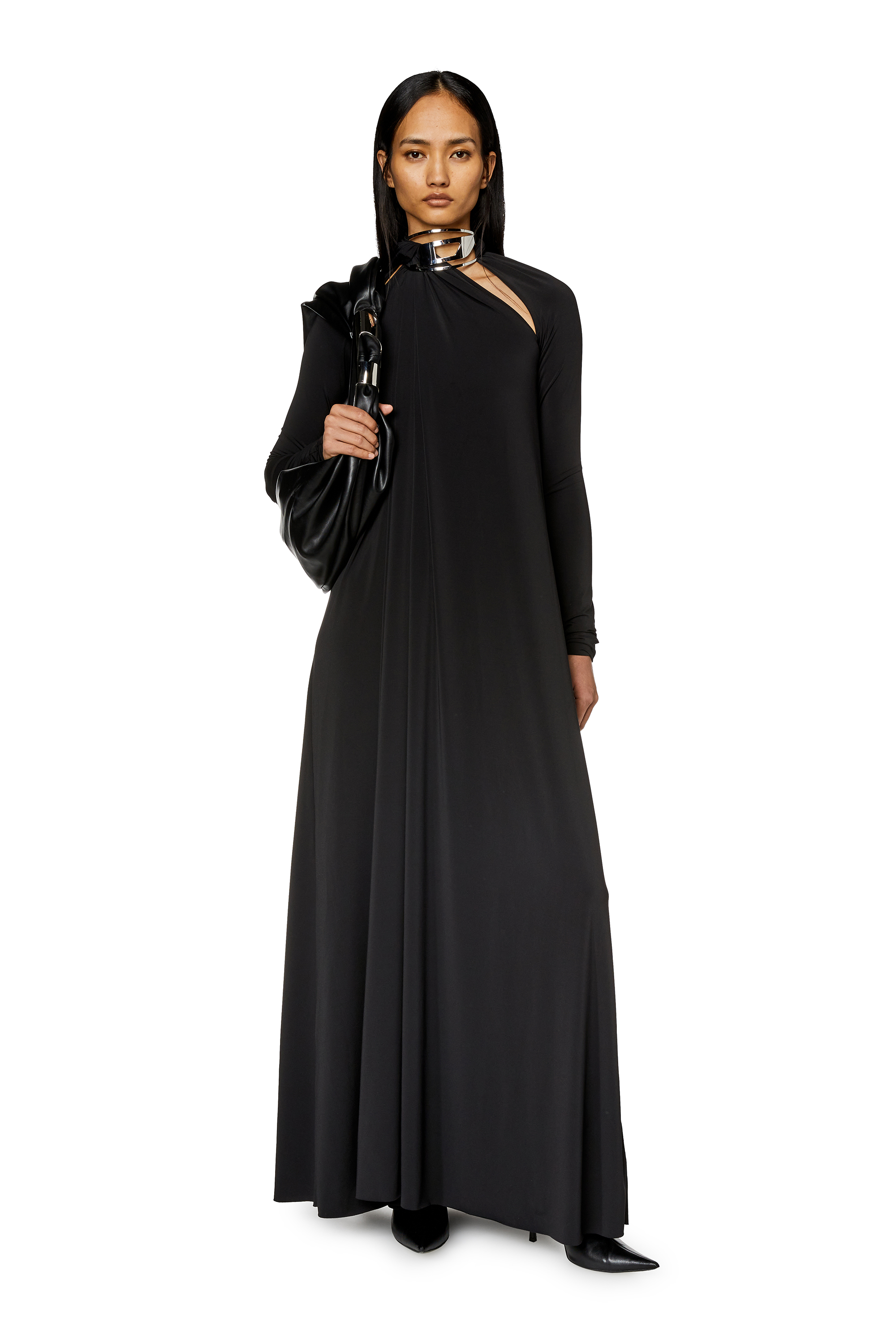 Diesel - GRAB-D HOBO M, Female's フェイクレザーホーボーバッグ in ブラック - 7