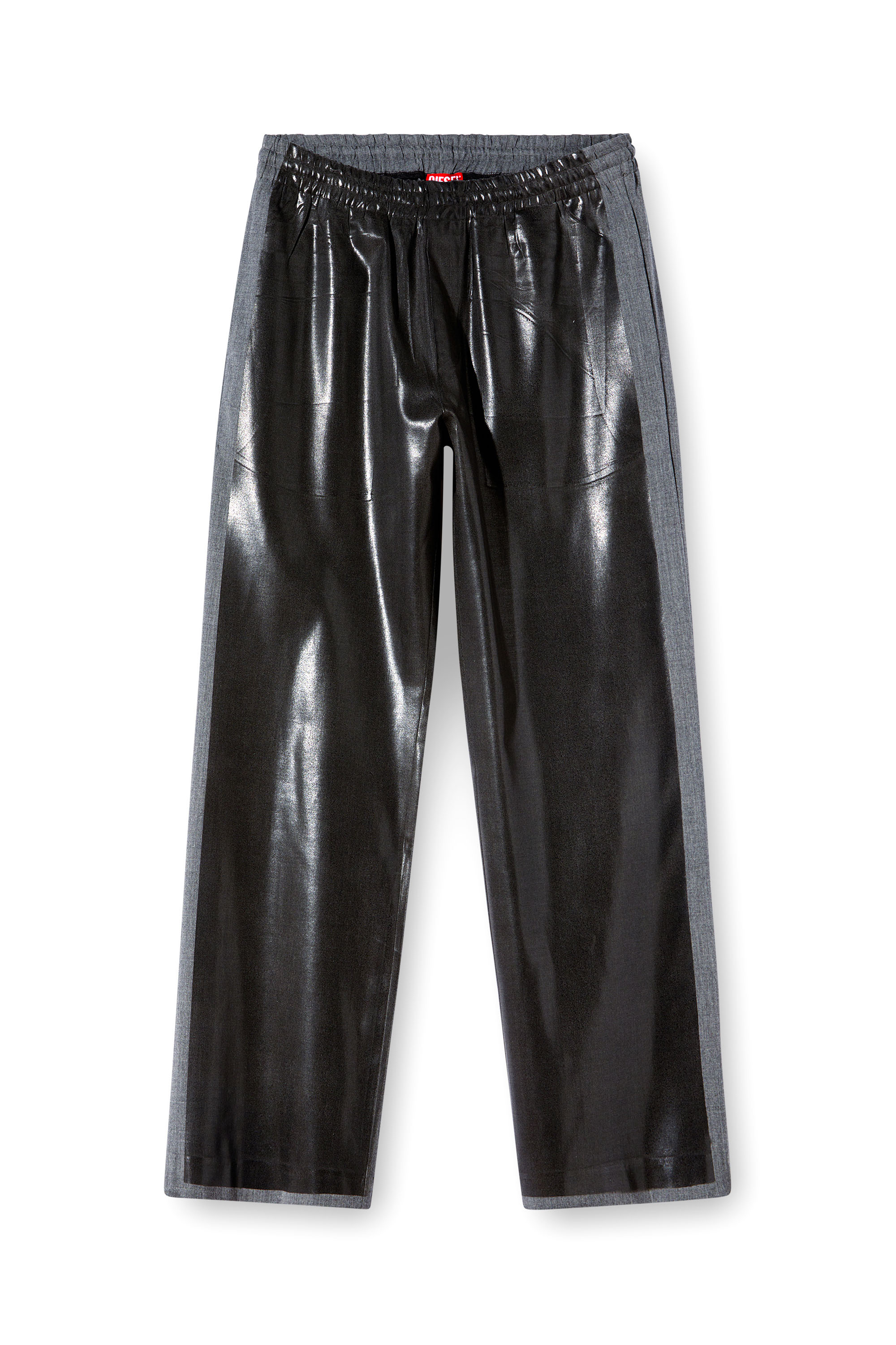 Diesel - P-CLAYS-DD, Unisex's Tailored track pants with coated front in ブラック - 3