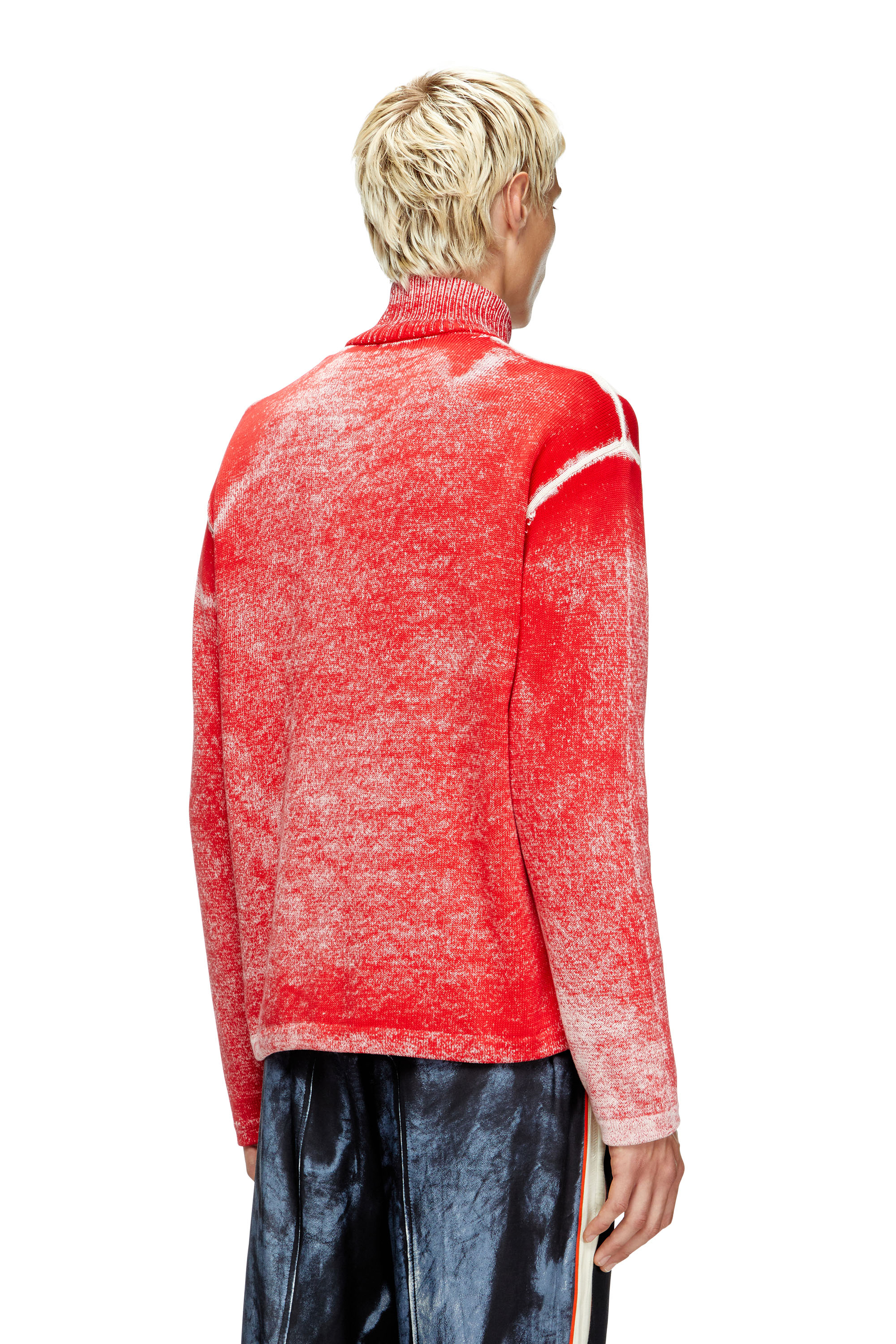 Diesel - K-OLIBA-JKT, Male's ジップアップニット in レッド/ホワイト - 5