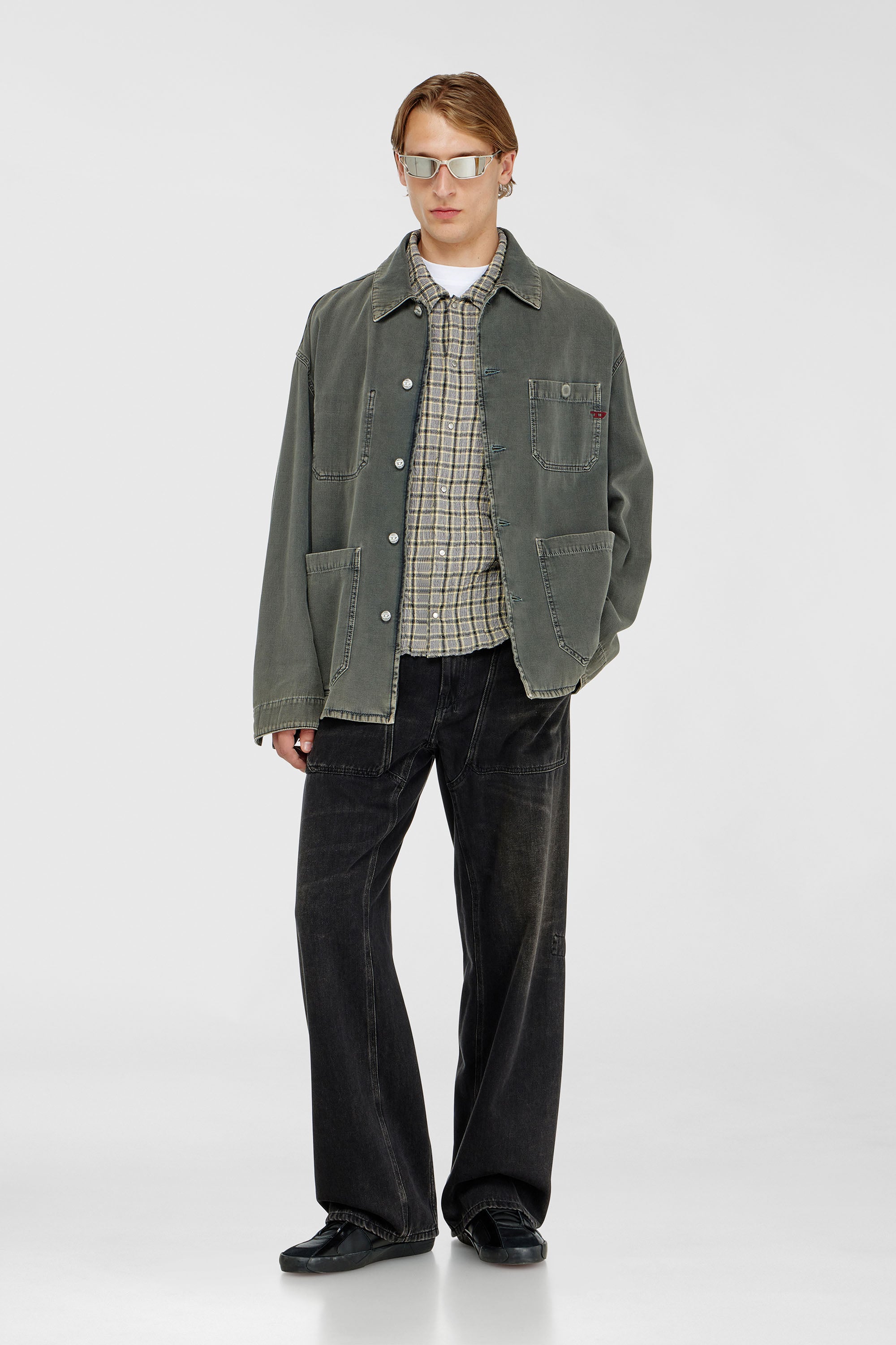 Diesel - S-SEERK, Male's シャツ in グリーン/グレー - 2