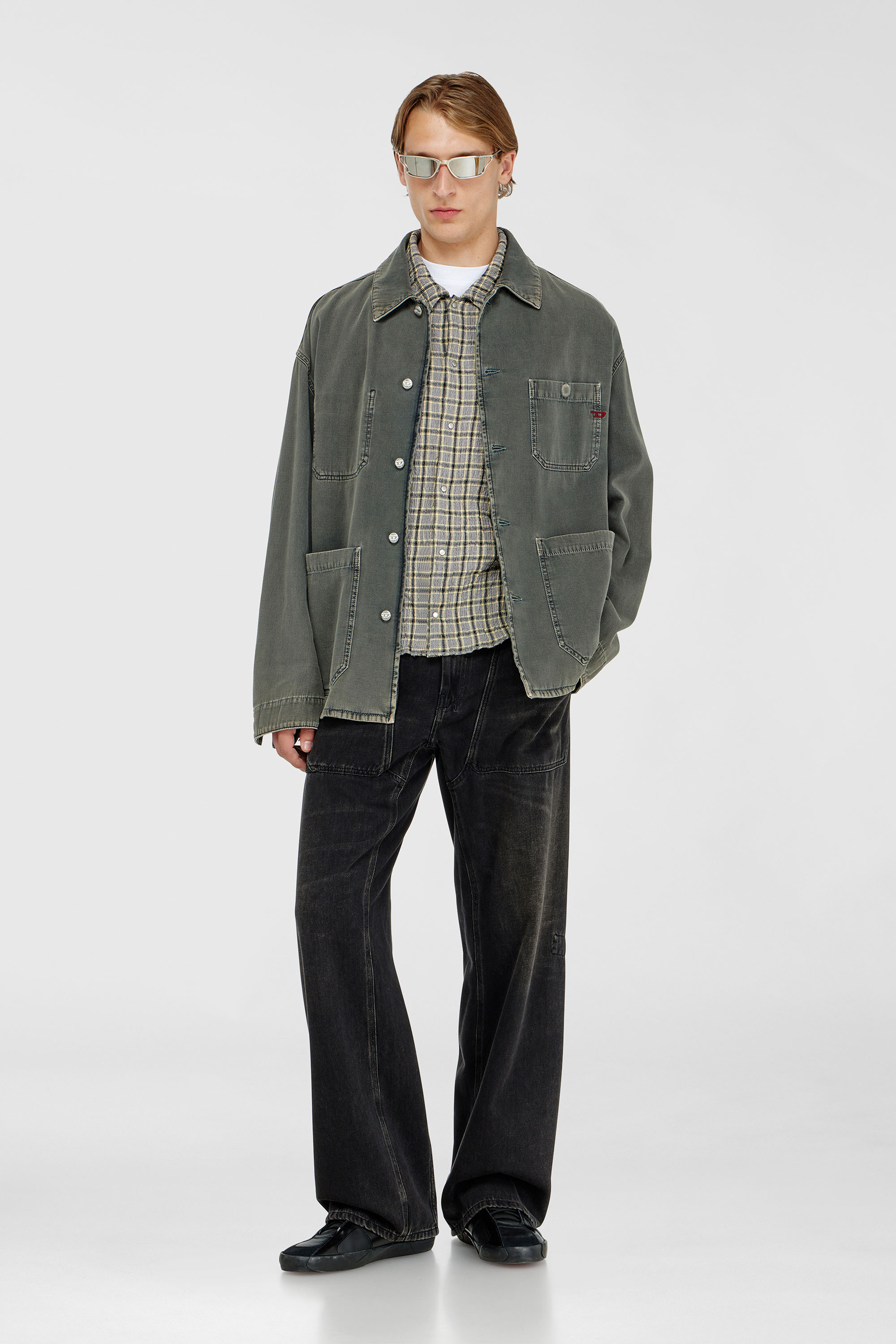 Diesel - S-SEERK, Male's シャツ in グリーン/グレー - 1