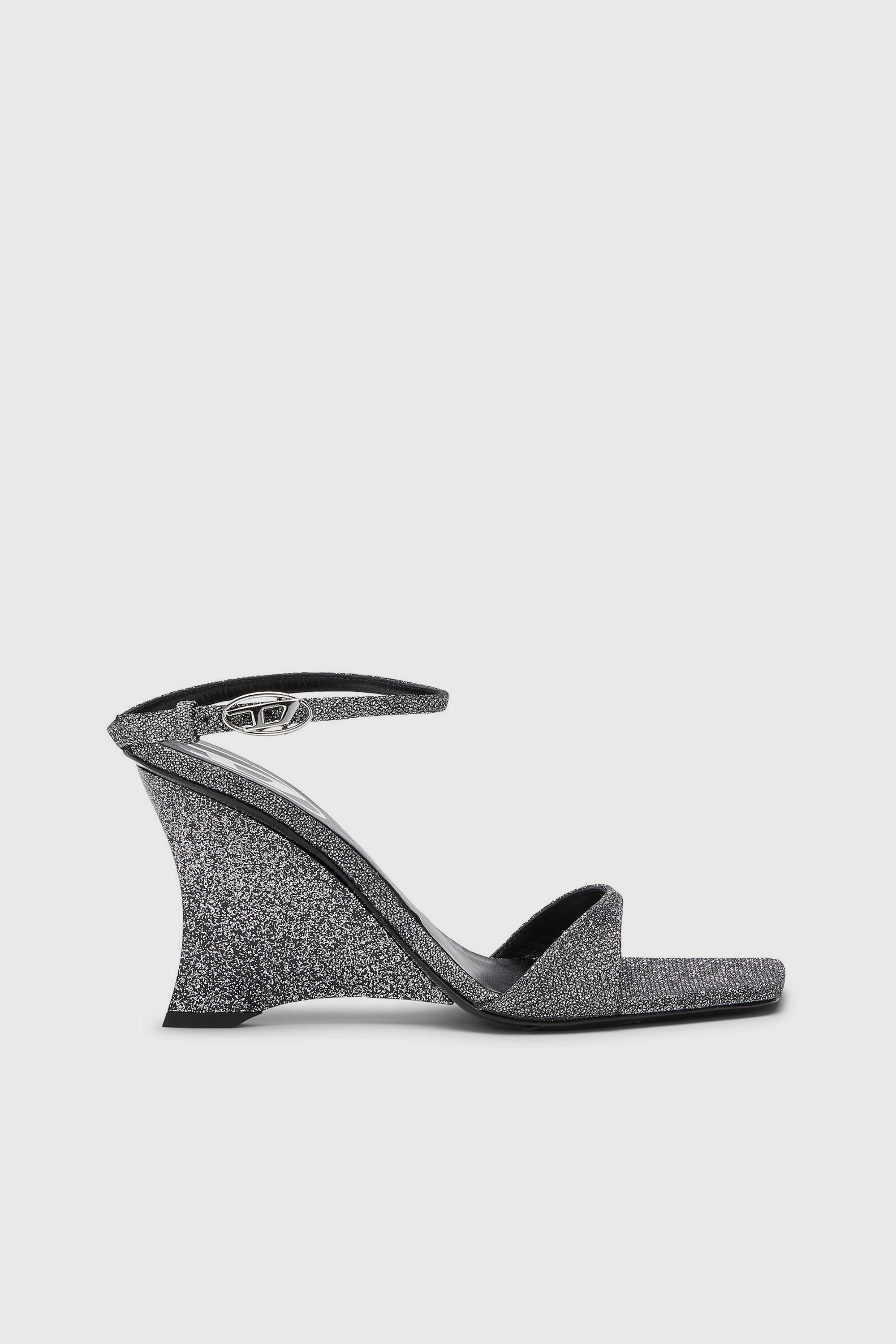 Diesel - D-AMBER SANDAL WEDGE, Female's ウェッジサンダル in シルバー - 1