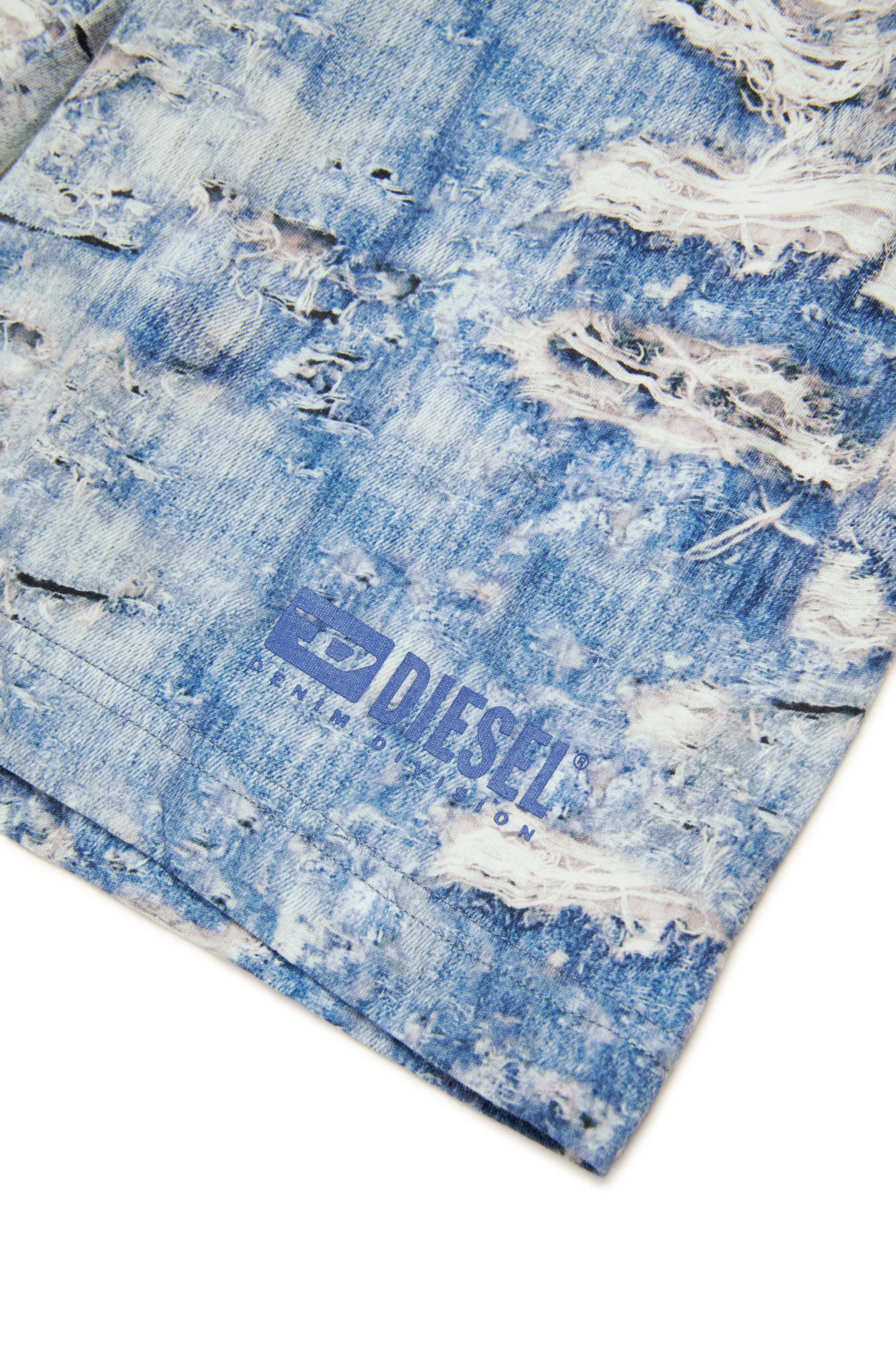Diesel - PARSTON, Male's Sweat shorts with Tiger Breaks trompe l'oeil in ブルー - 4