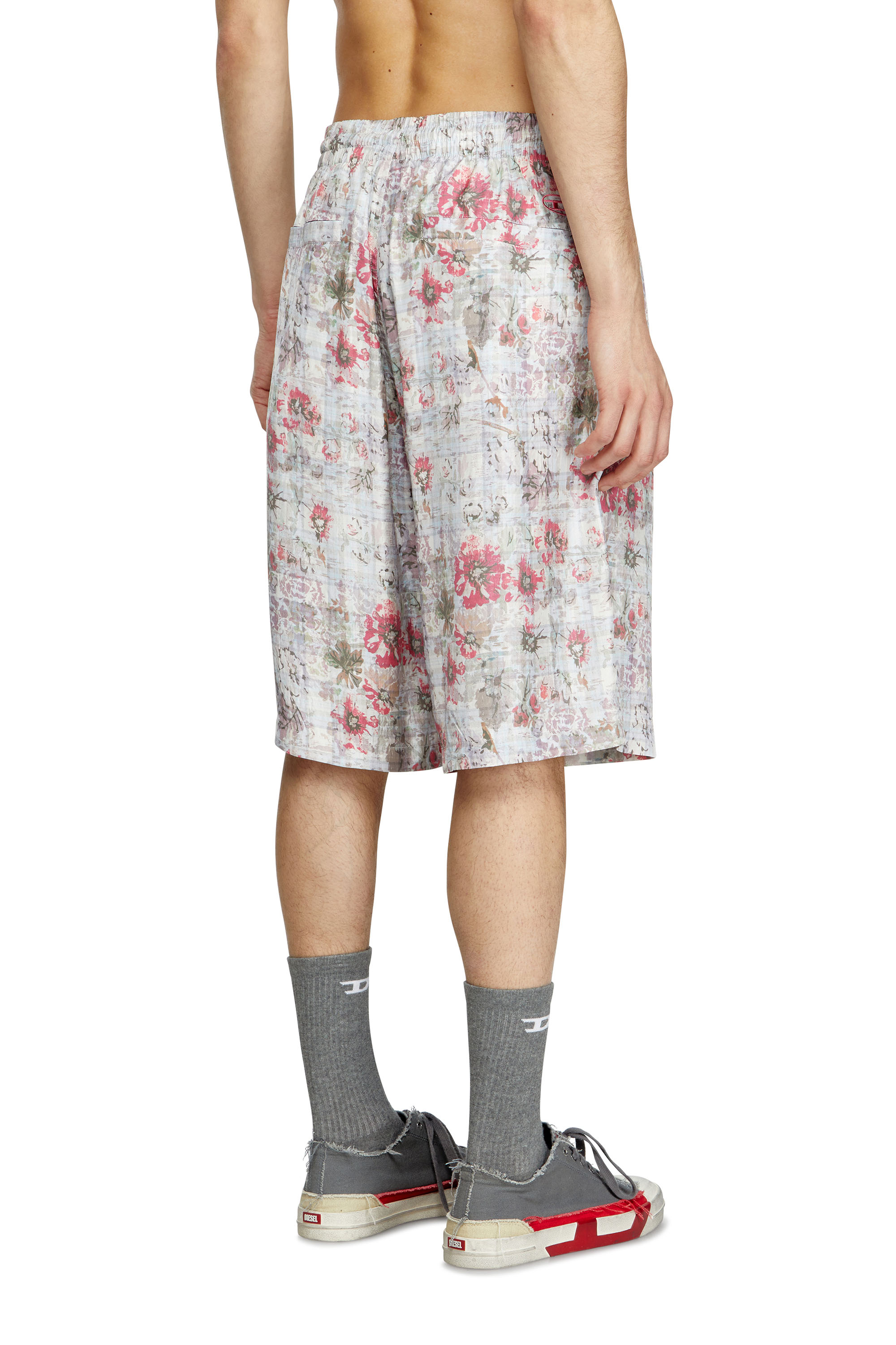 Diesel - P-LEYS, Male's Acetate shorts with floral print in ブルー/ピンク - 4