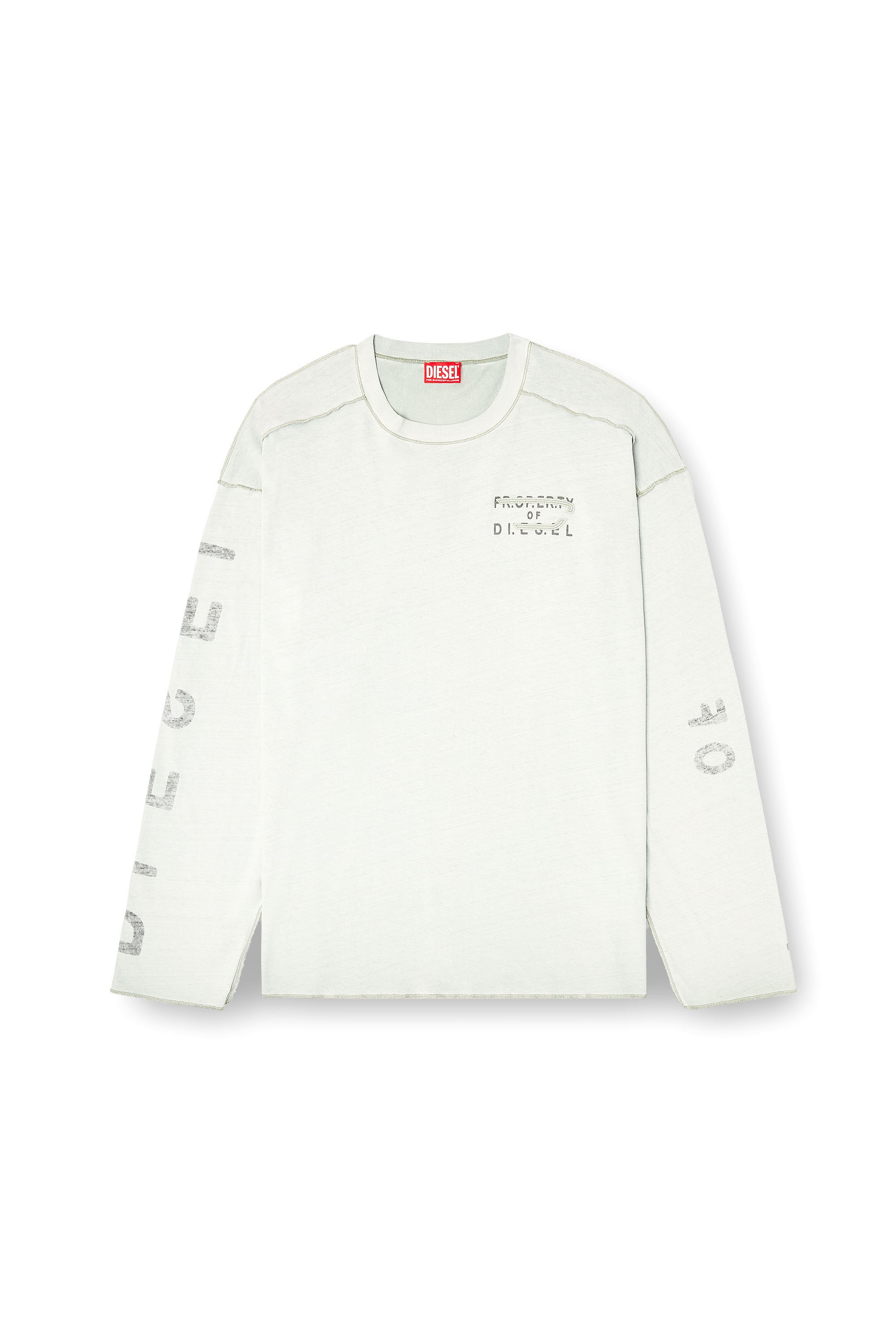 Diesel - T-LOOK-LS, Male's 長袖Tシャツ in ライトグレー - 2