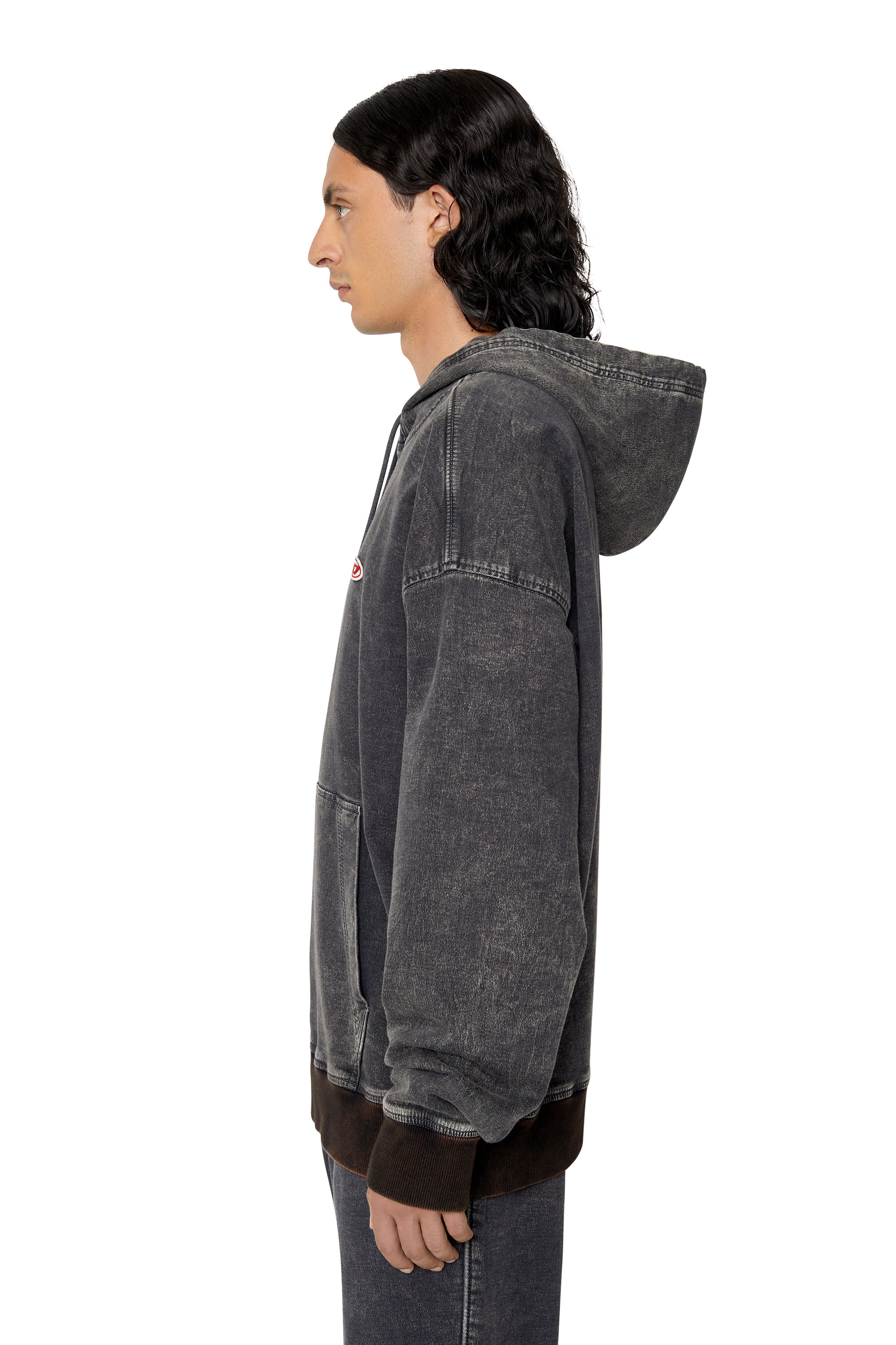 Diesel - D-UM-RIB TRACK DENIM HOODIE, ブラック/ダークグレー - Image 6