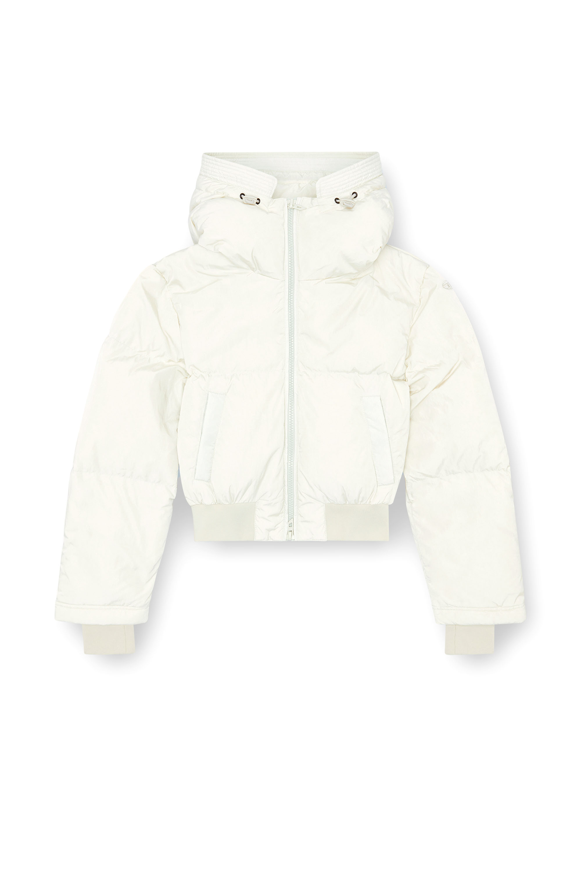 Diesel - W-PEYT-SHORT-NEW-P1, Female's Hooded down jacket in crinkled nylon in ホワイト - 2
