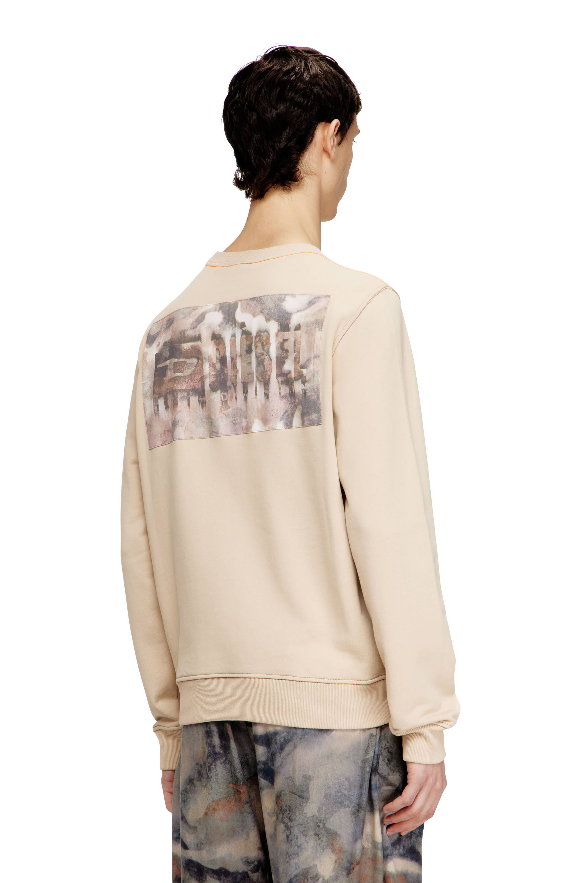 Diesel - S-GINN-V1, Male's Cotton sweatshirt with back camo patch in null - 4