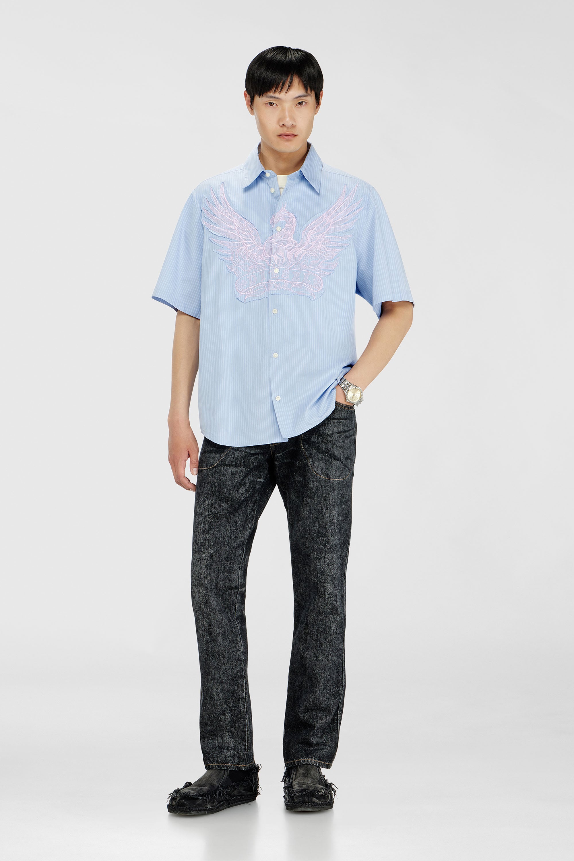 Diesel - S-SIMPLY-SS-AGCZ, Male's 半袖シャツ in ライトブルー - 2