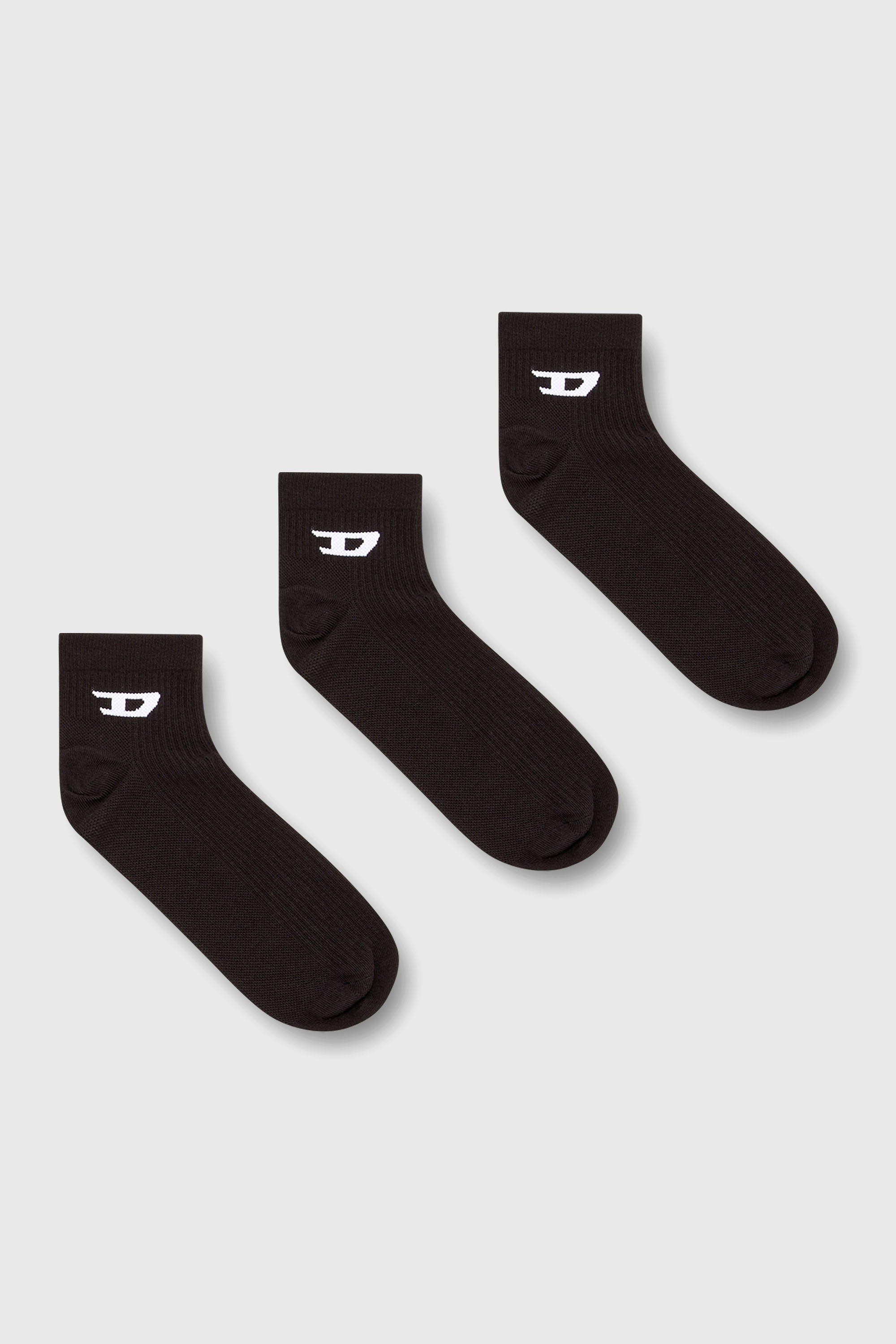 Diesel - SKM-D-ANKLE -9, Male's アンクルソックス3足セット in ブラック - 1
